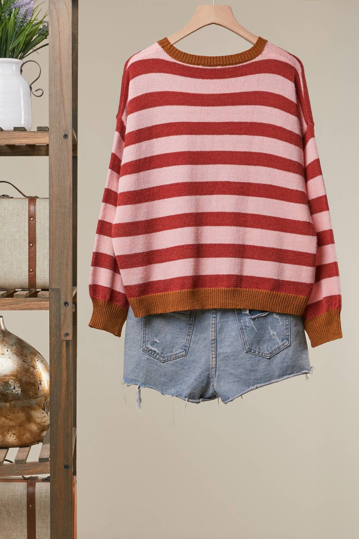 Cozy Striped Sweater with Fun Banana Detail