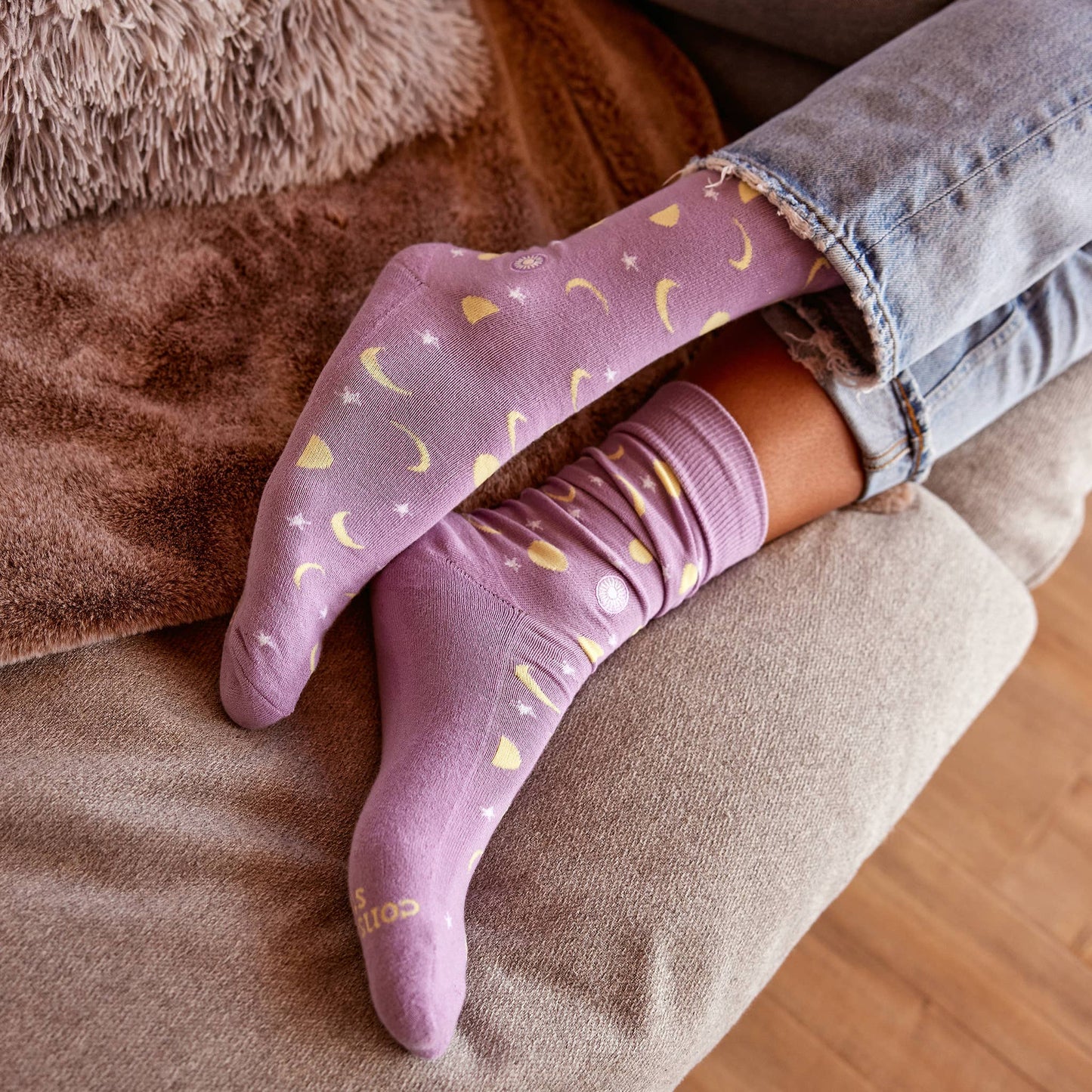 Socks that Support Mental Health (Purple Moons)