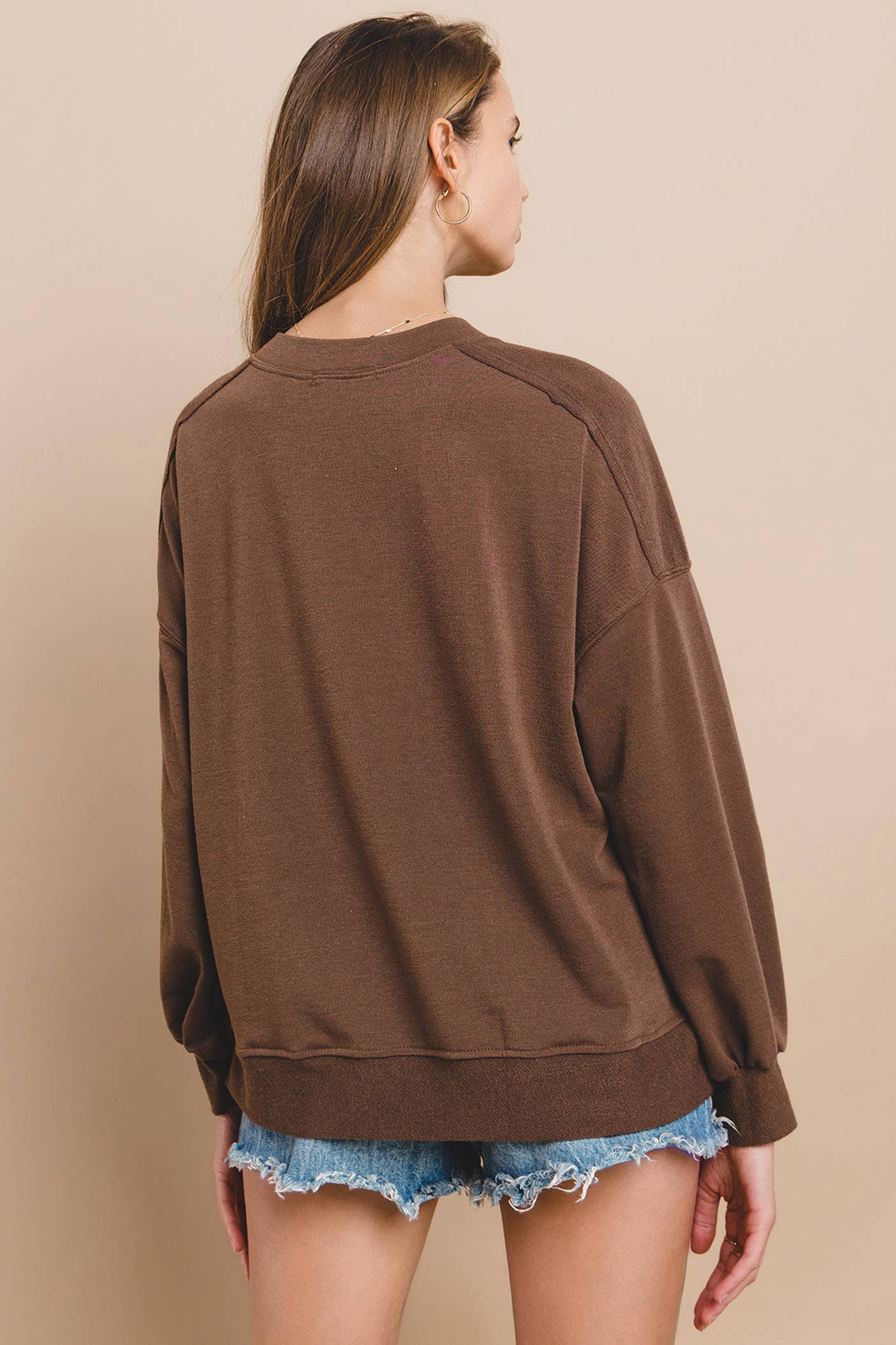 Solid Terry Round Neck Oversize Sweatshirt