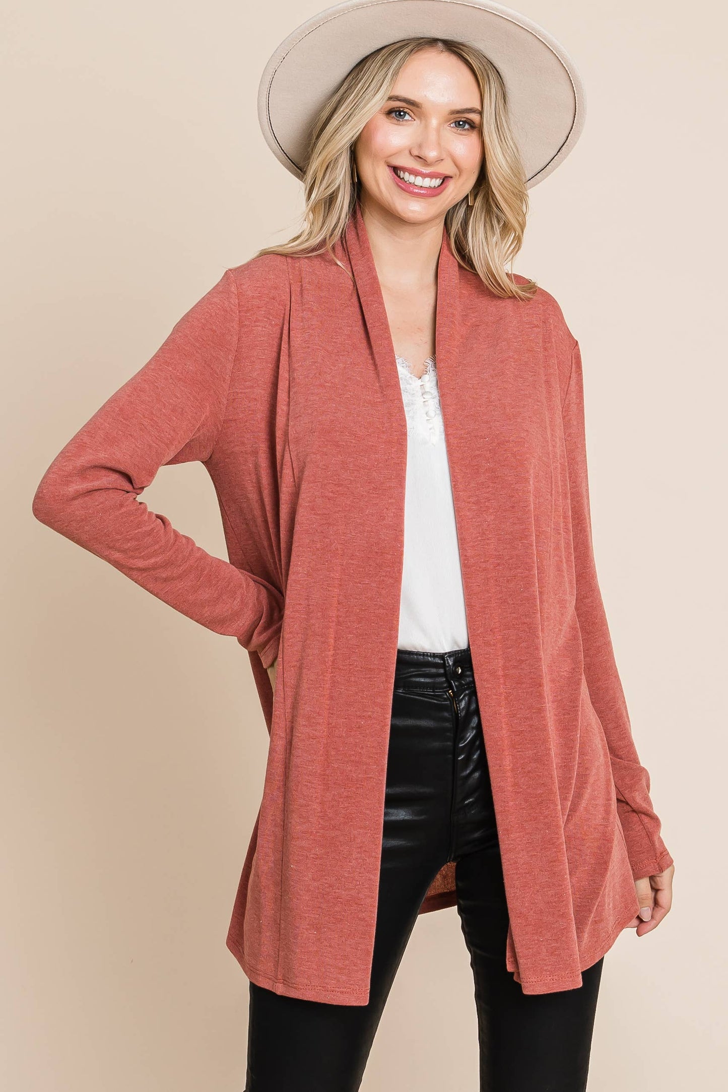 Soft Solid Open Front Cardigan