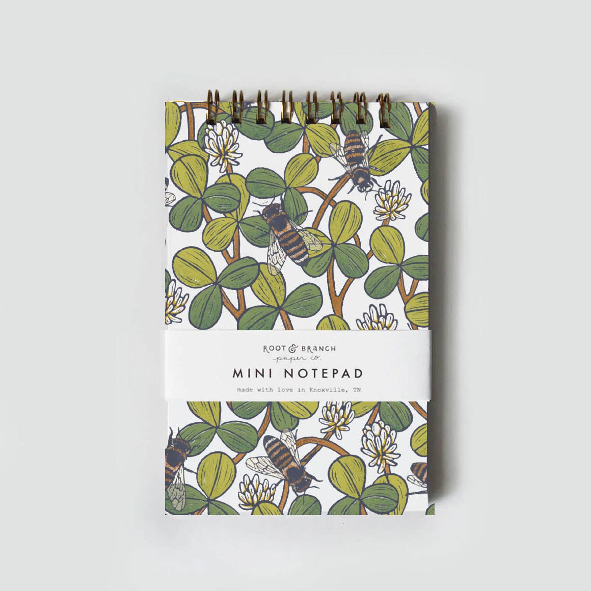 White Clover Mini Spiral Notepad