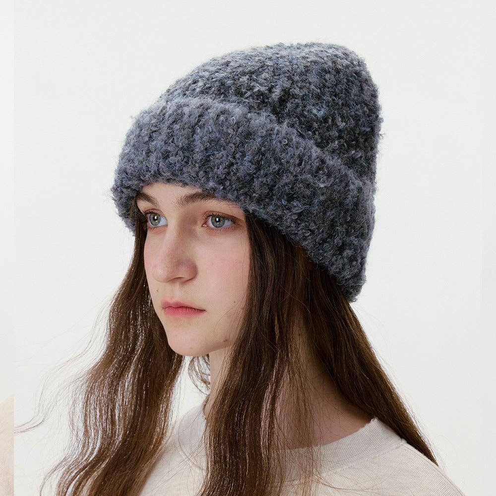 Simple Wool Blend Thick Warm Beanie Hat