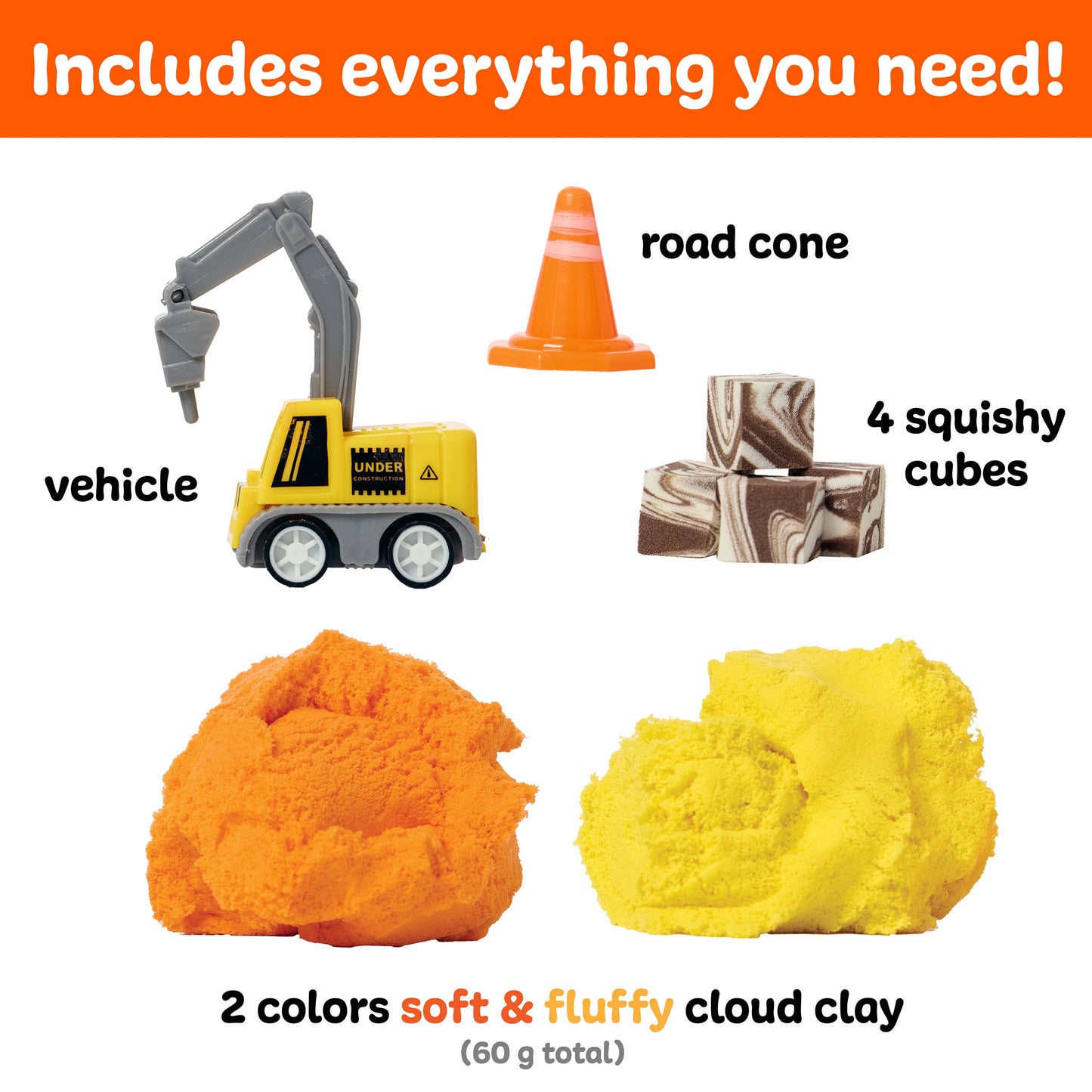 Construction Theme - Sensory Mini Play Kit Jar with Cloud Clay