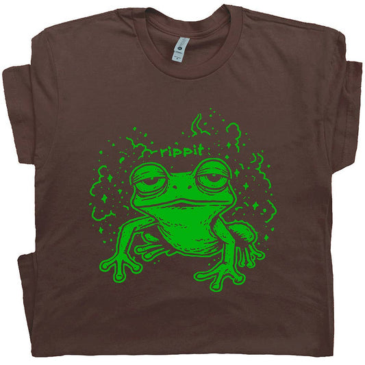 Funny T Shirt Rippit Stoner Frog Graphic Tee Weed