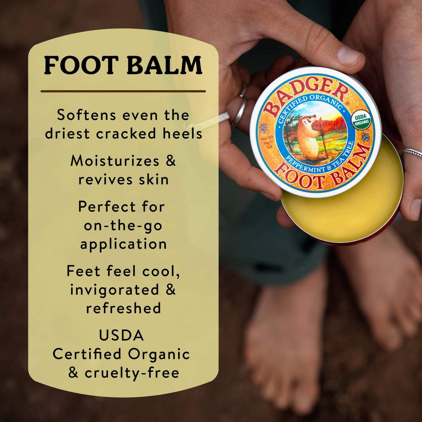Foot Balm for Dry Cracked Heels and Feet - Badger 2oz