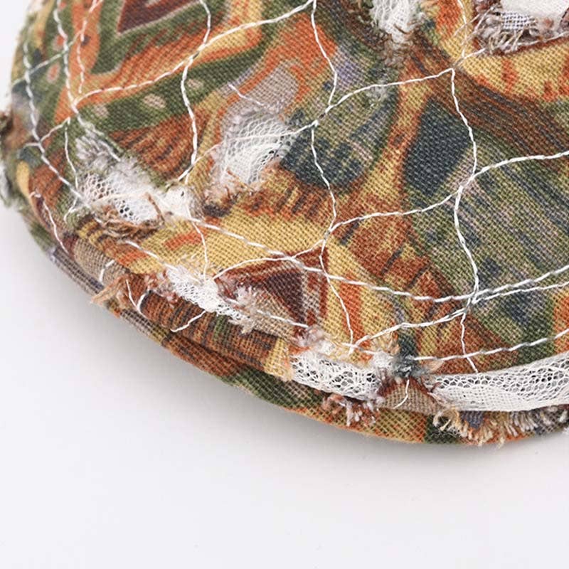 Vintage Distressed Ribbed Mesh Beret Newsboy Cap
