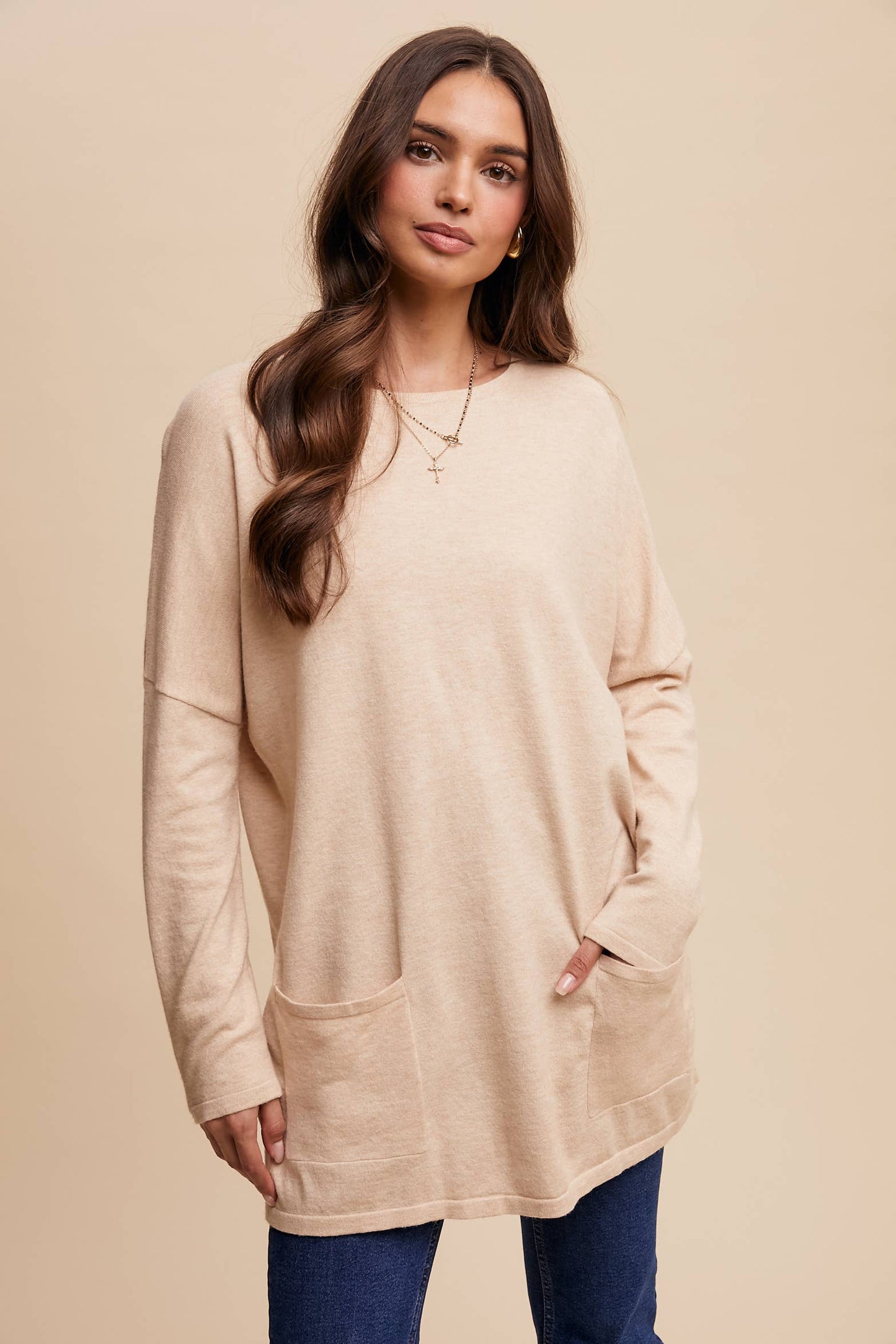 Cozy Knit Pocket Tunic Dress