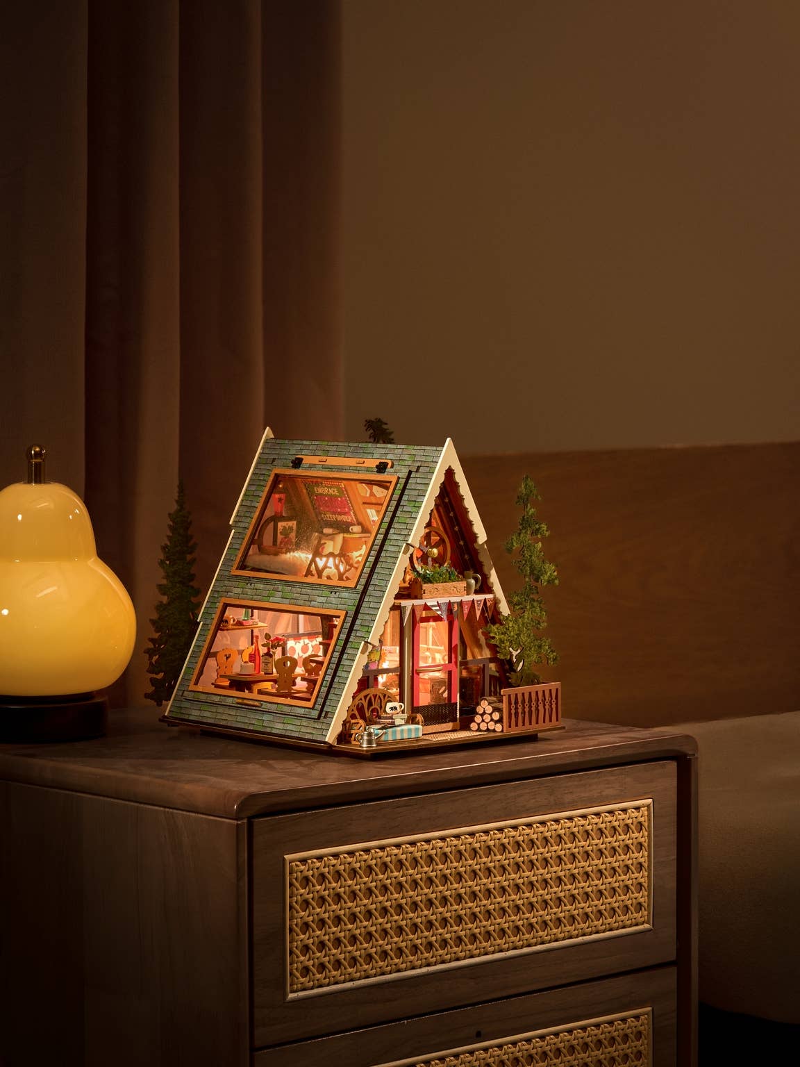 DIY Miniature House Kit: A-Frame Cabin