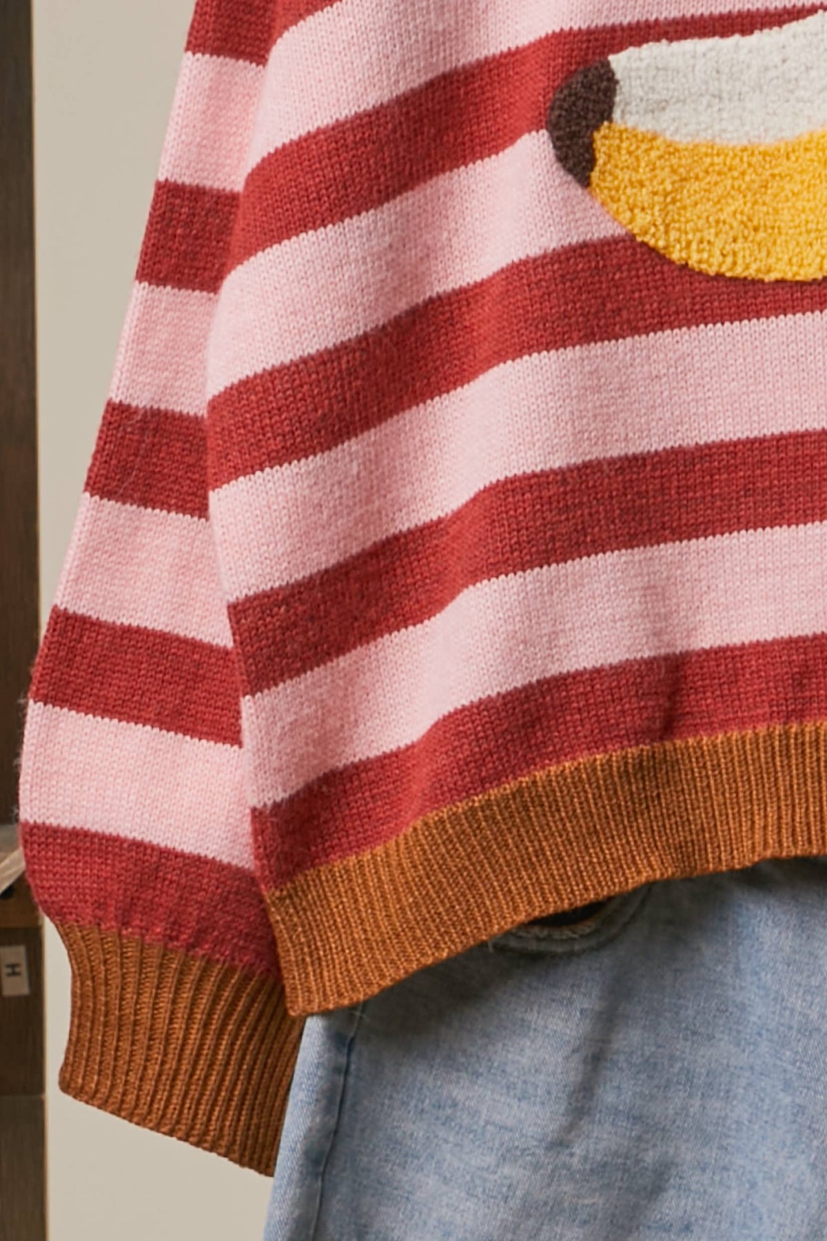 Cozy Striped Sweater with Fun Banana Detail