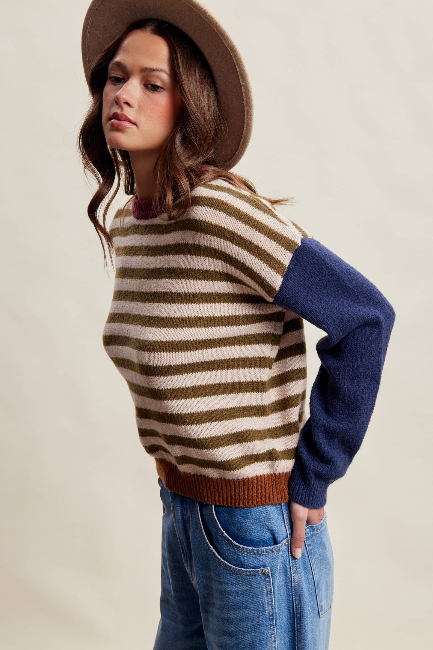 Colorblock Stripe Knit Sweater