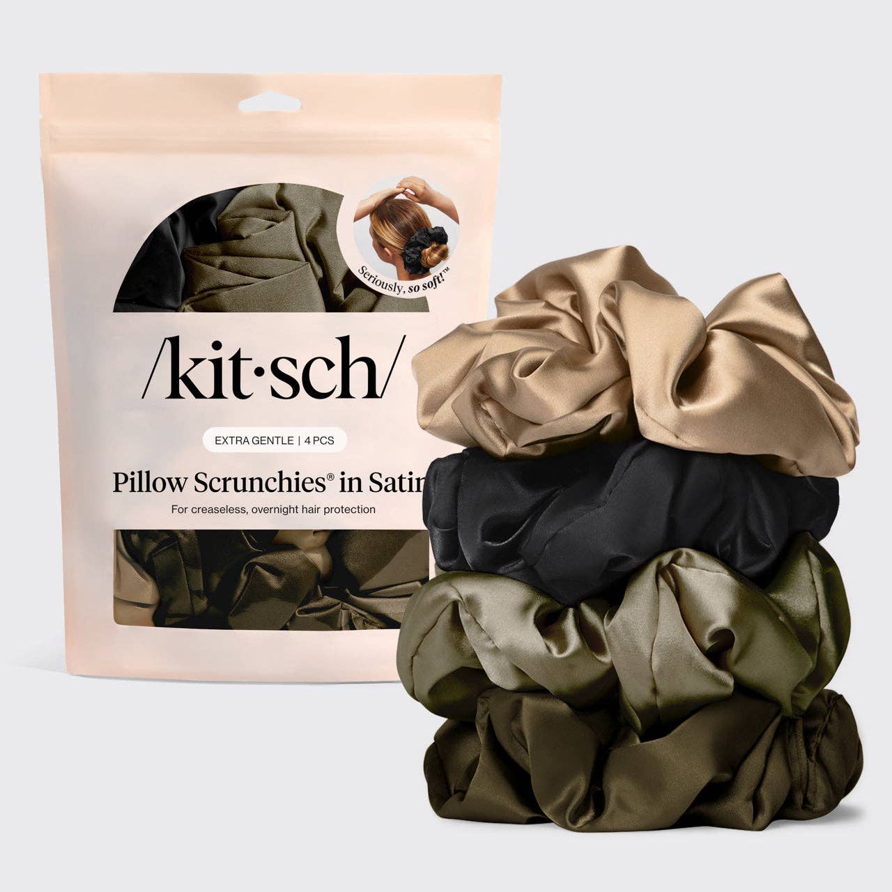 Pillow Scrunchies® in Satin 4pc - Black