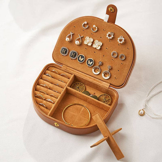 Vintage Solid Color Portable Jewelry Case