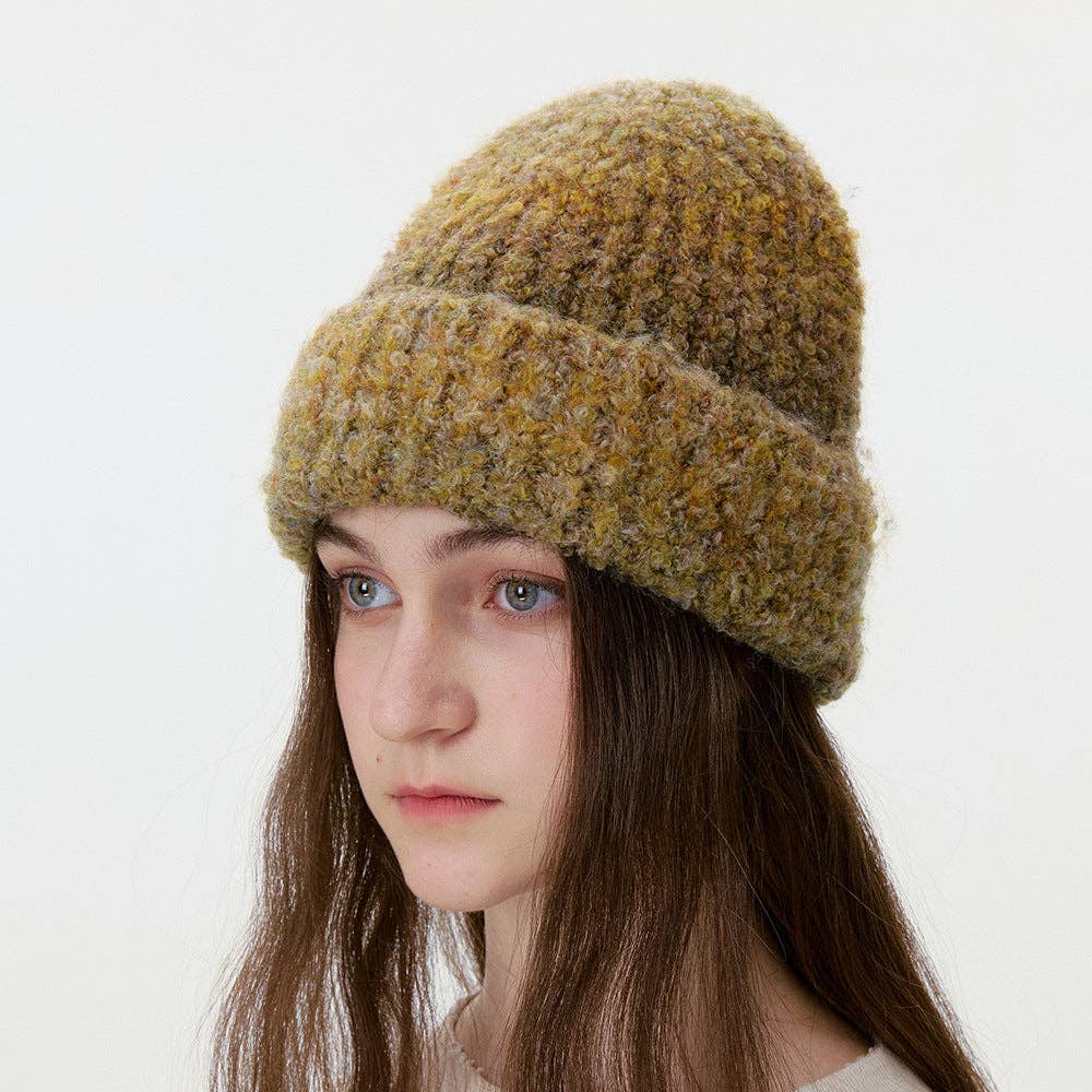 Simple Wool Blend Thick Warm Beanie Hat