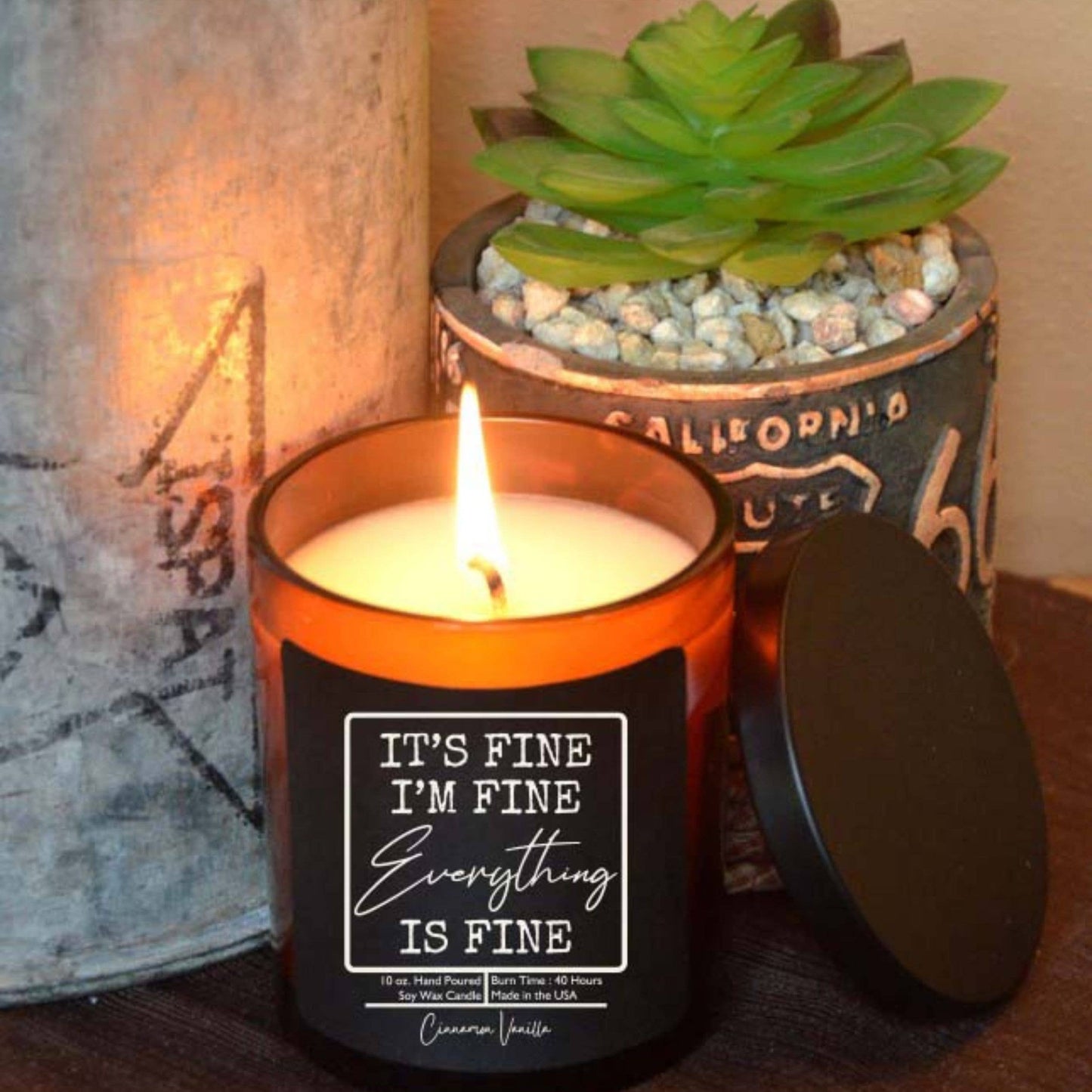 It's Fine I'm Fine Funny Gift Candle - Lemon Zest Scent