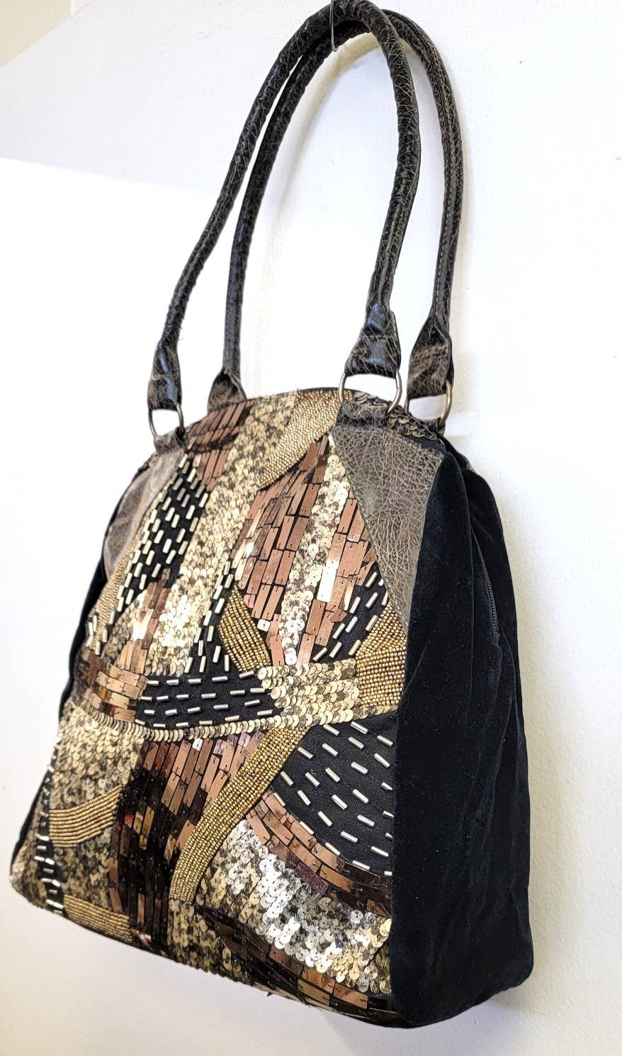 Velvet Sequin Embroidered Tote