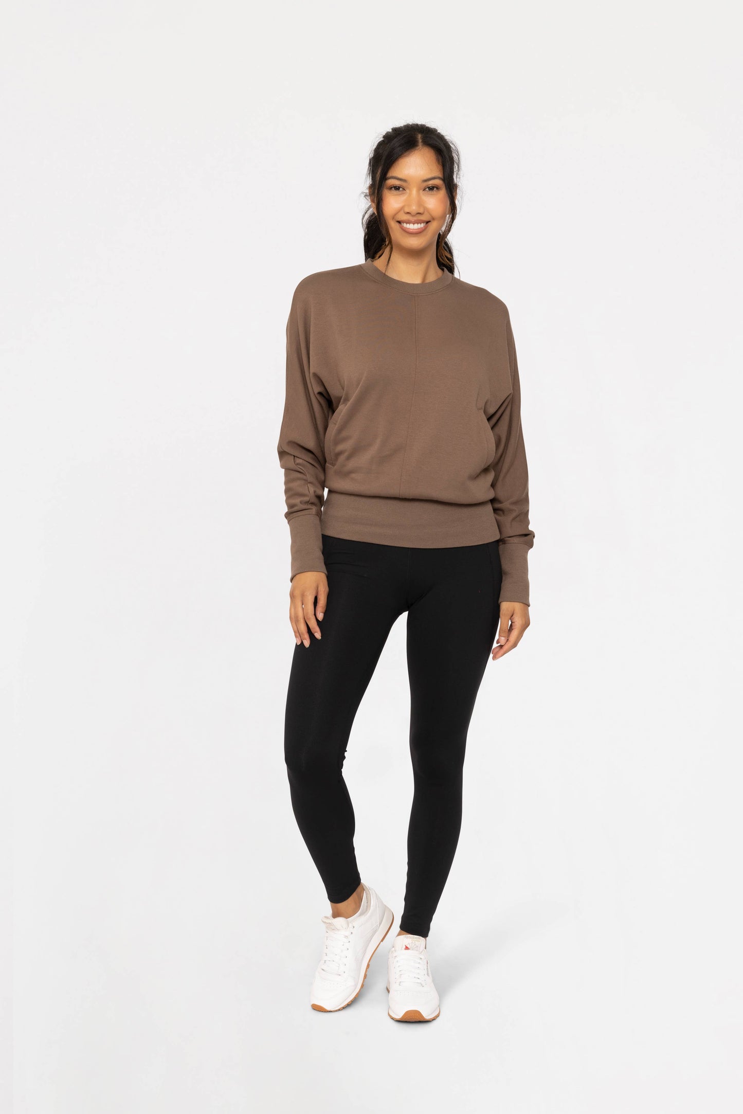 Brushed Dolman Sleeve Crew Neck