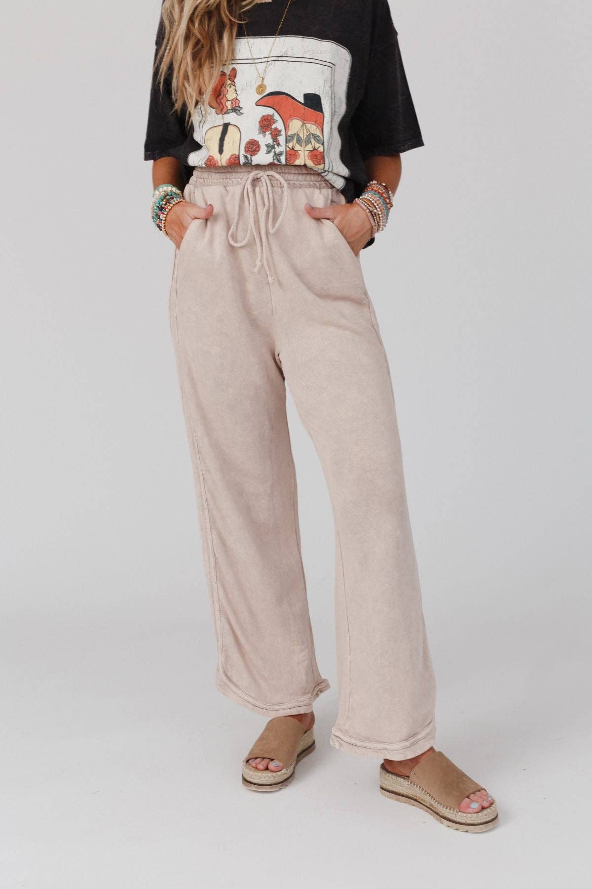 So Comfy Wide Leg Full Pant - New Taupe