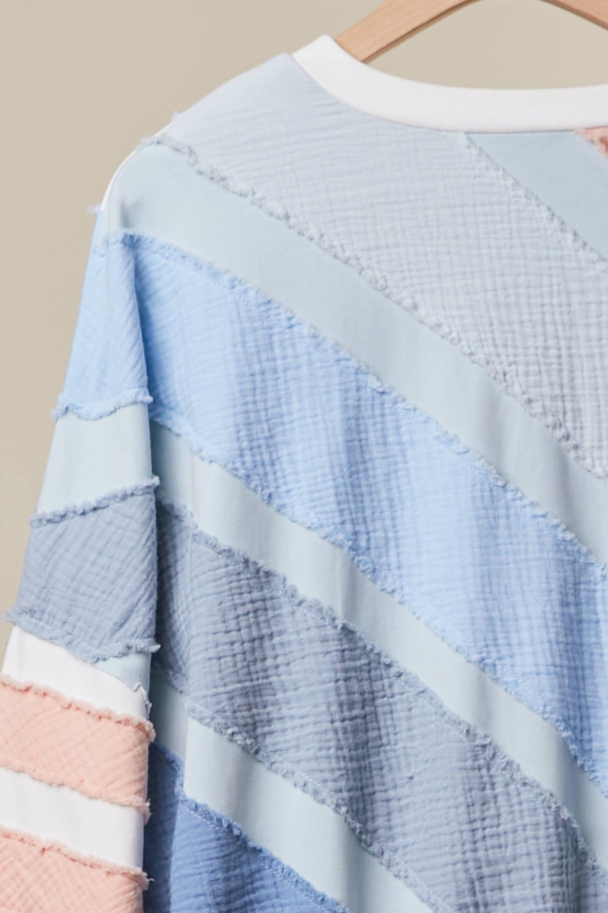 COLORBLOCK TEXTURED STRIPE PULLOVER TOP