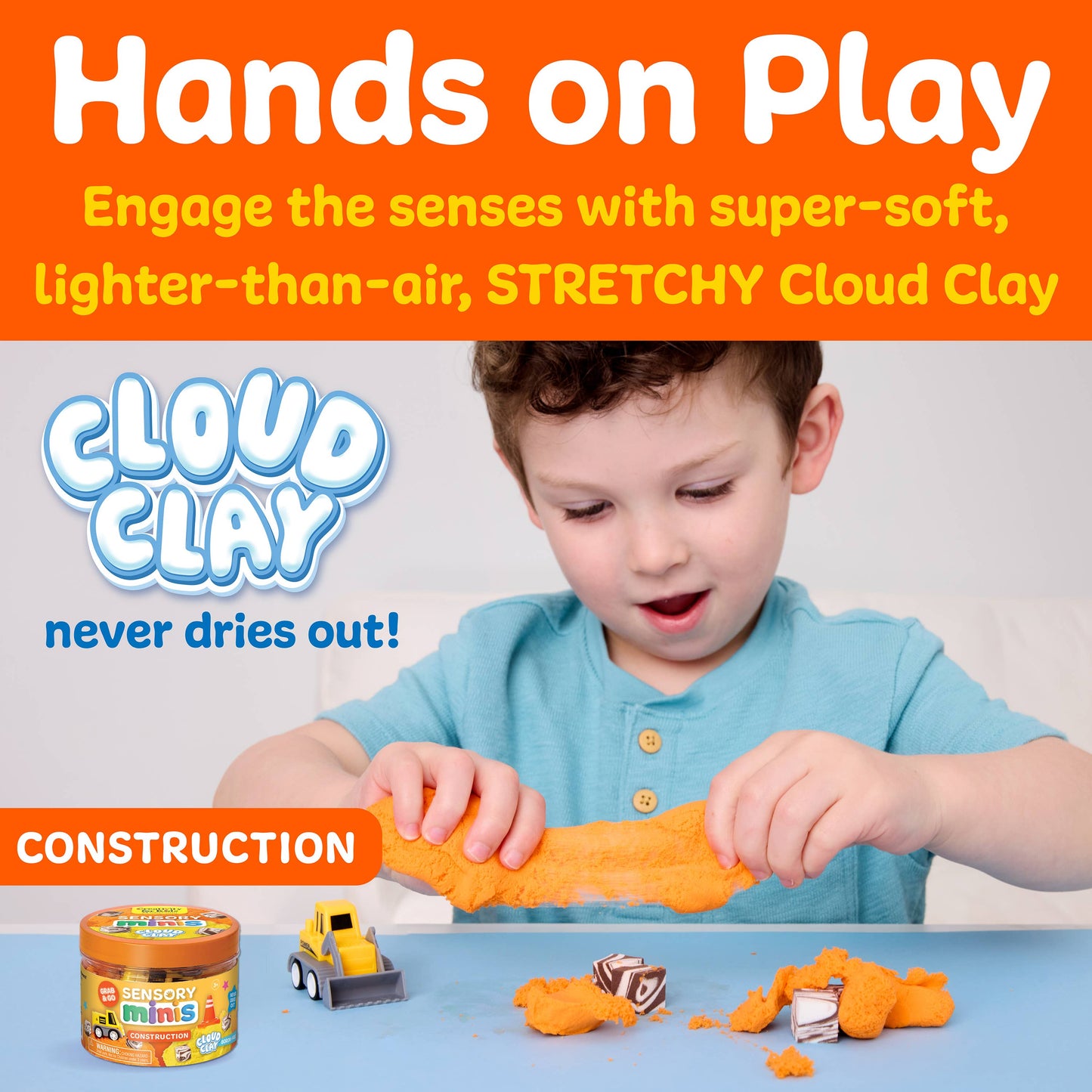 Construction Theme - Sensory Mini Play Kit Jar with Cloud Clay