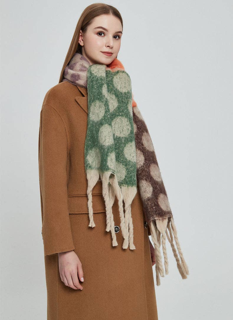 Contrast Color Point Tassel Warm Scarf