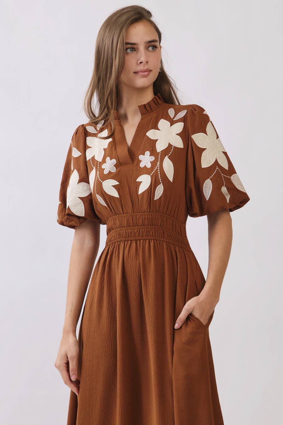 Embroidered Midi Dress - Plus