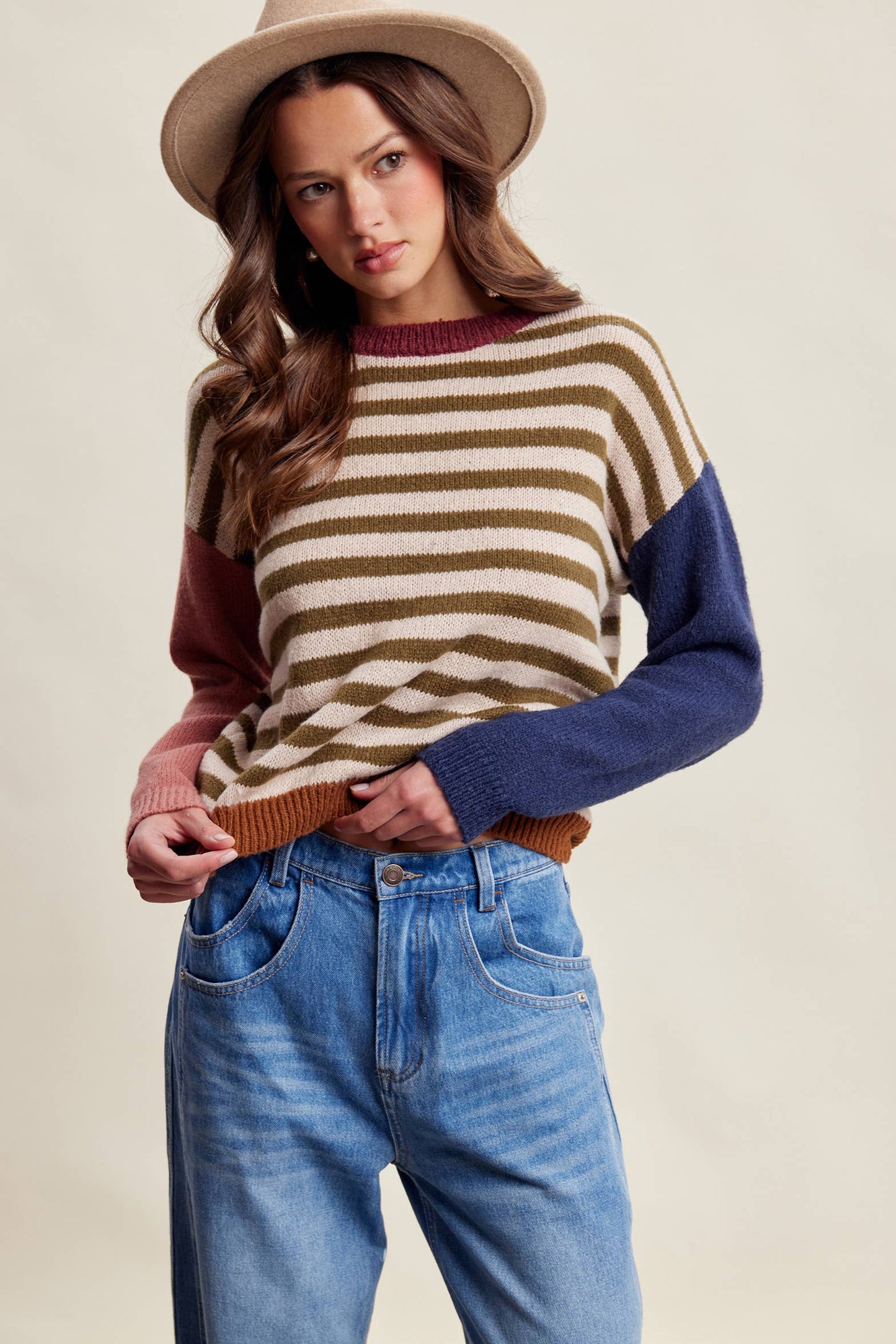 Colorblock Stripe Knit Sweater