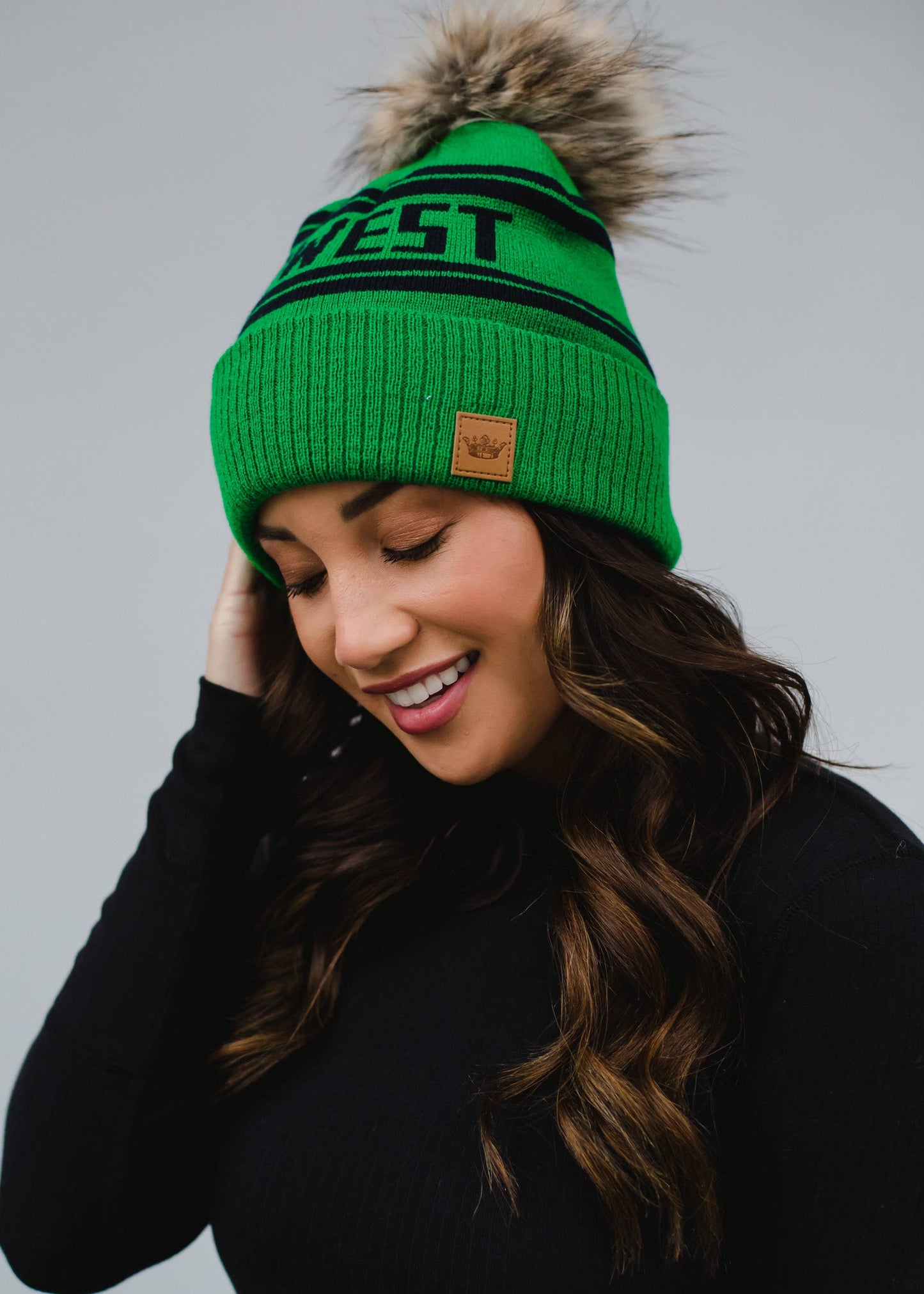 Green & Navy Midwest Pom Hat