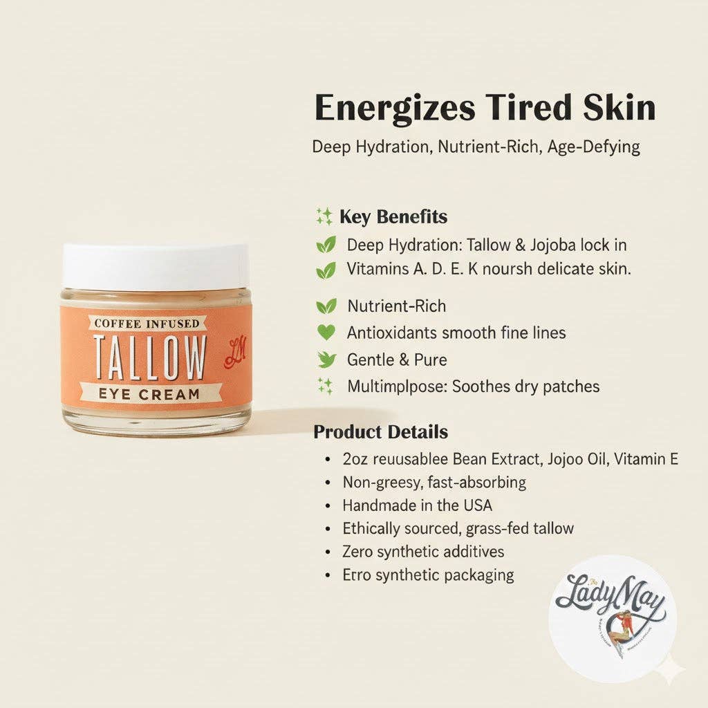 Coffee-Infused Tallow Eye Cream – Brighten, Firm & Revitalize Naturally