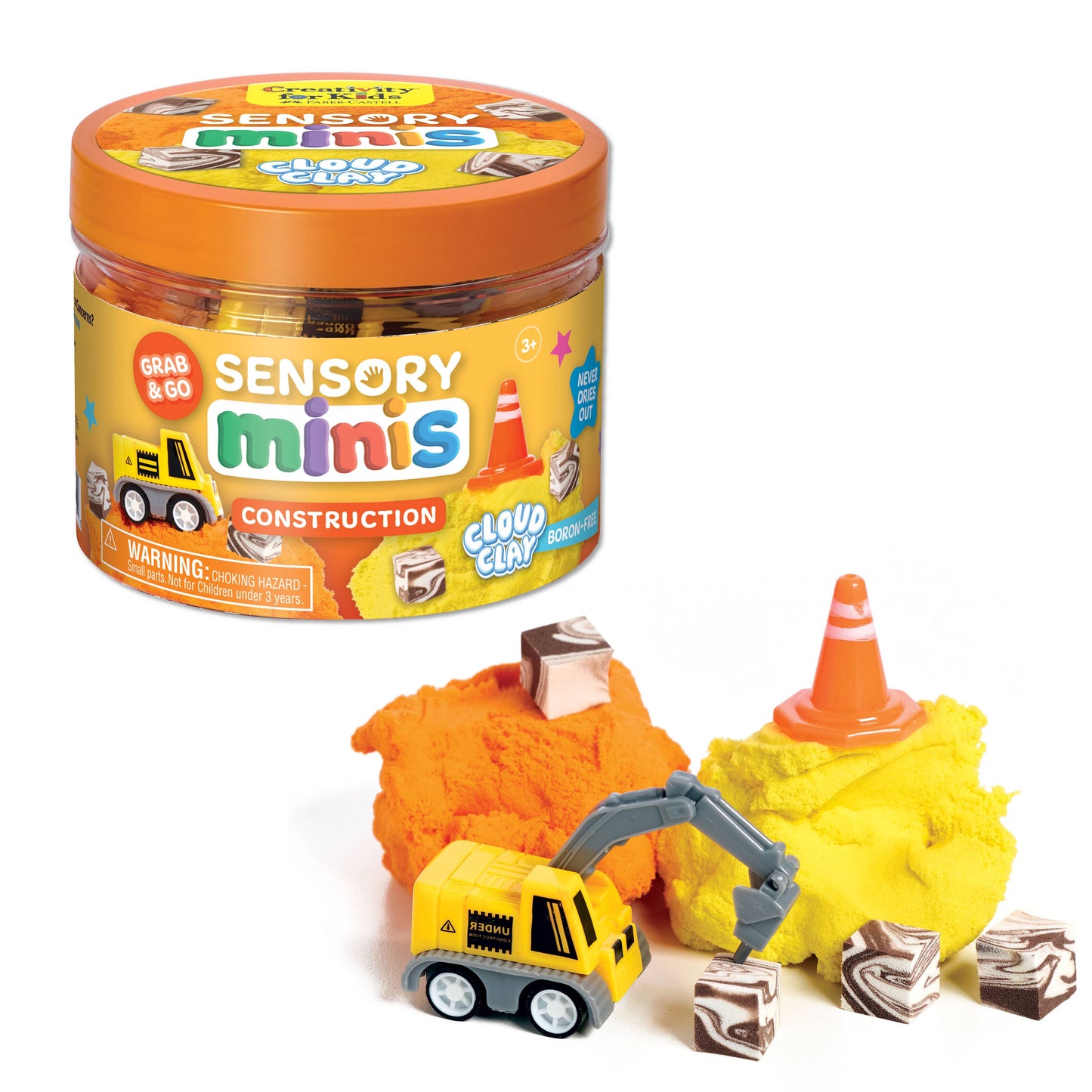 Construction Theme - Sensory Mini Play Kit Jar with Cloud Clay