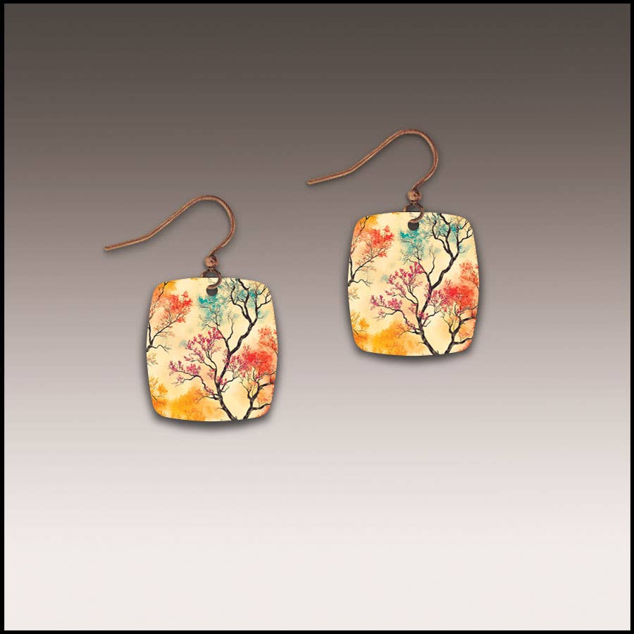 Painter's Tree Button Drop Handmade Earrings