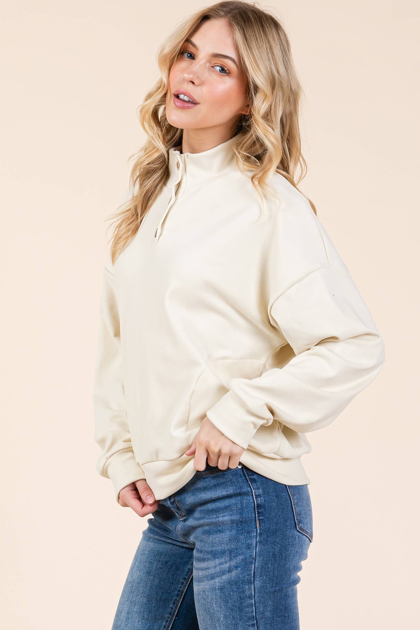 QUARTER BUTTON PULLOVER