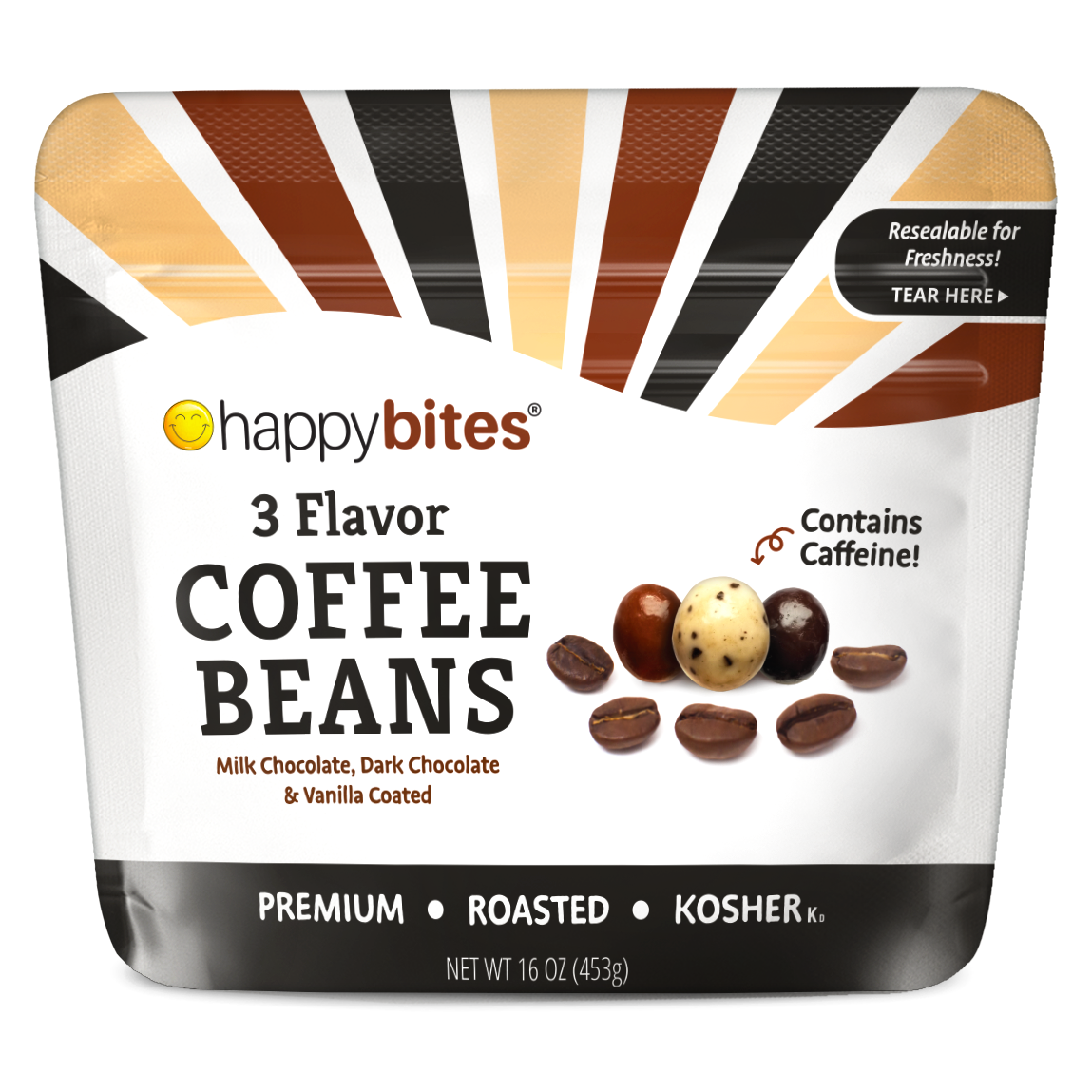 Happy Bites 3 Flavor Covered Coffee Beans (16 oz)
