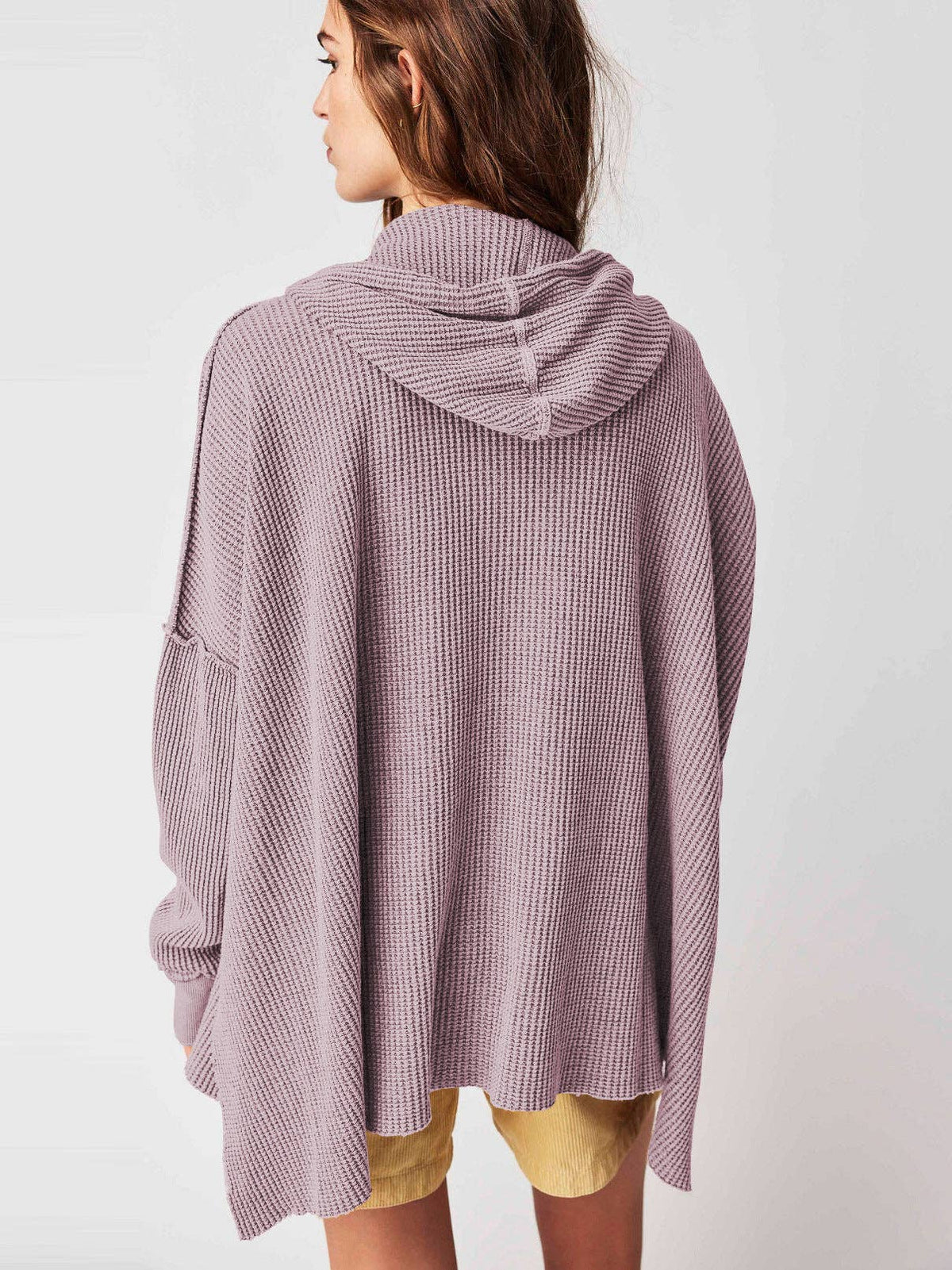 Solid Color Loose Split Hooded Sweatshirt