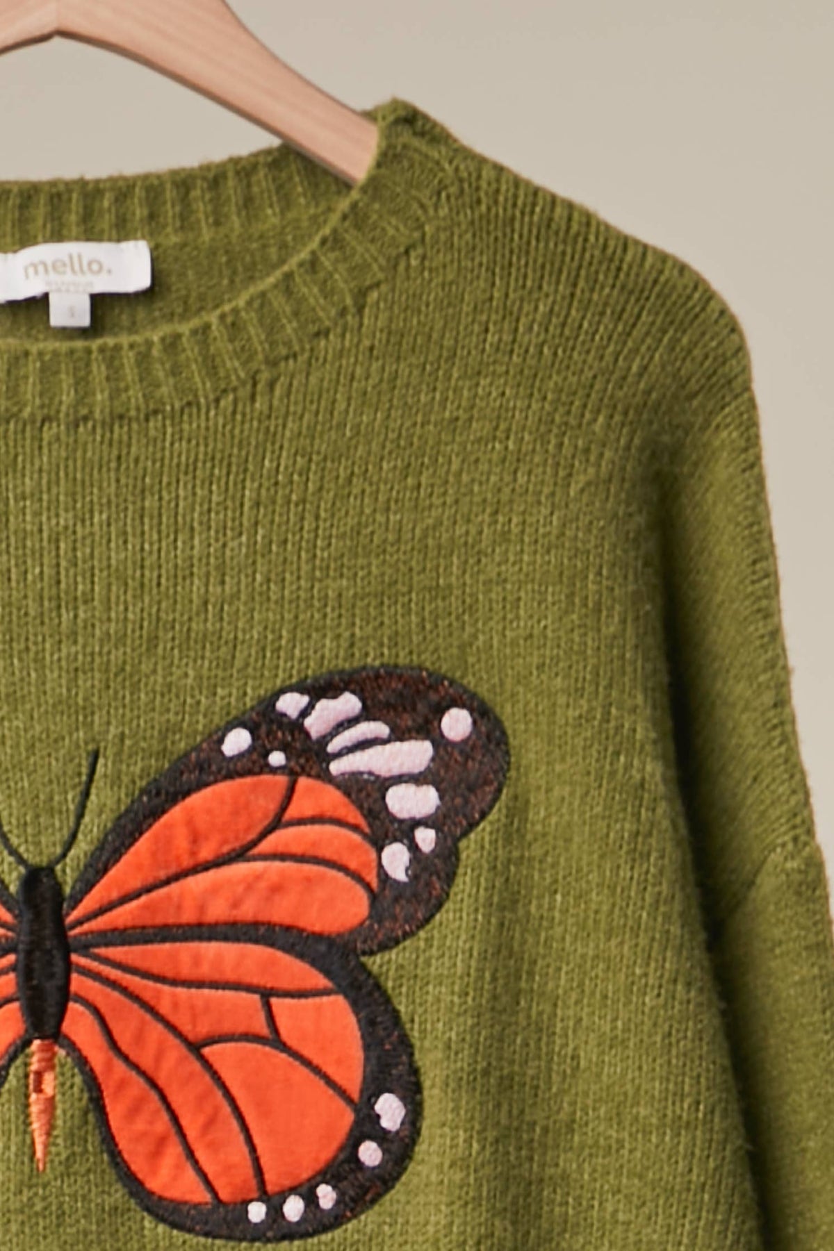 Embroidered Butterfly Crewneck Sweater
