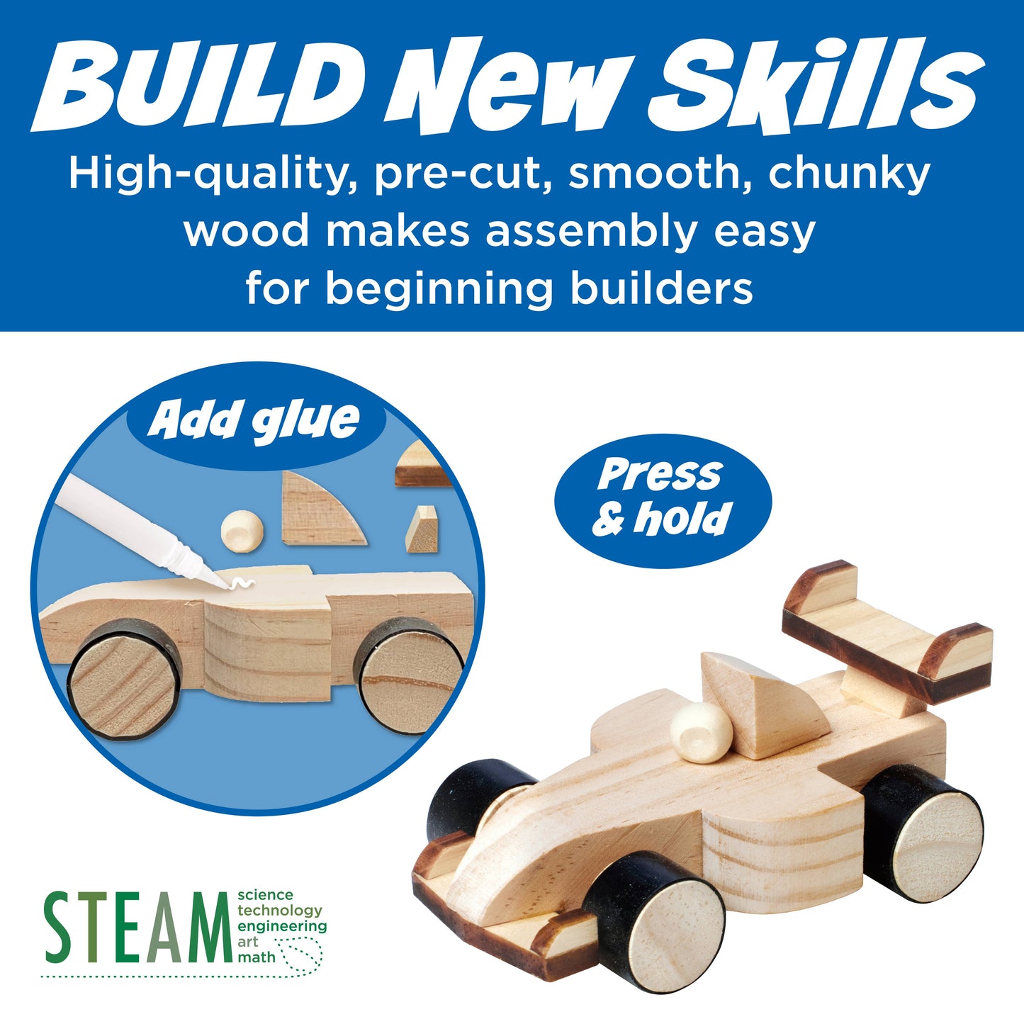 Buildeez! Blaze Race Car - DIY Wooden Craft Kit for Kids