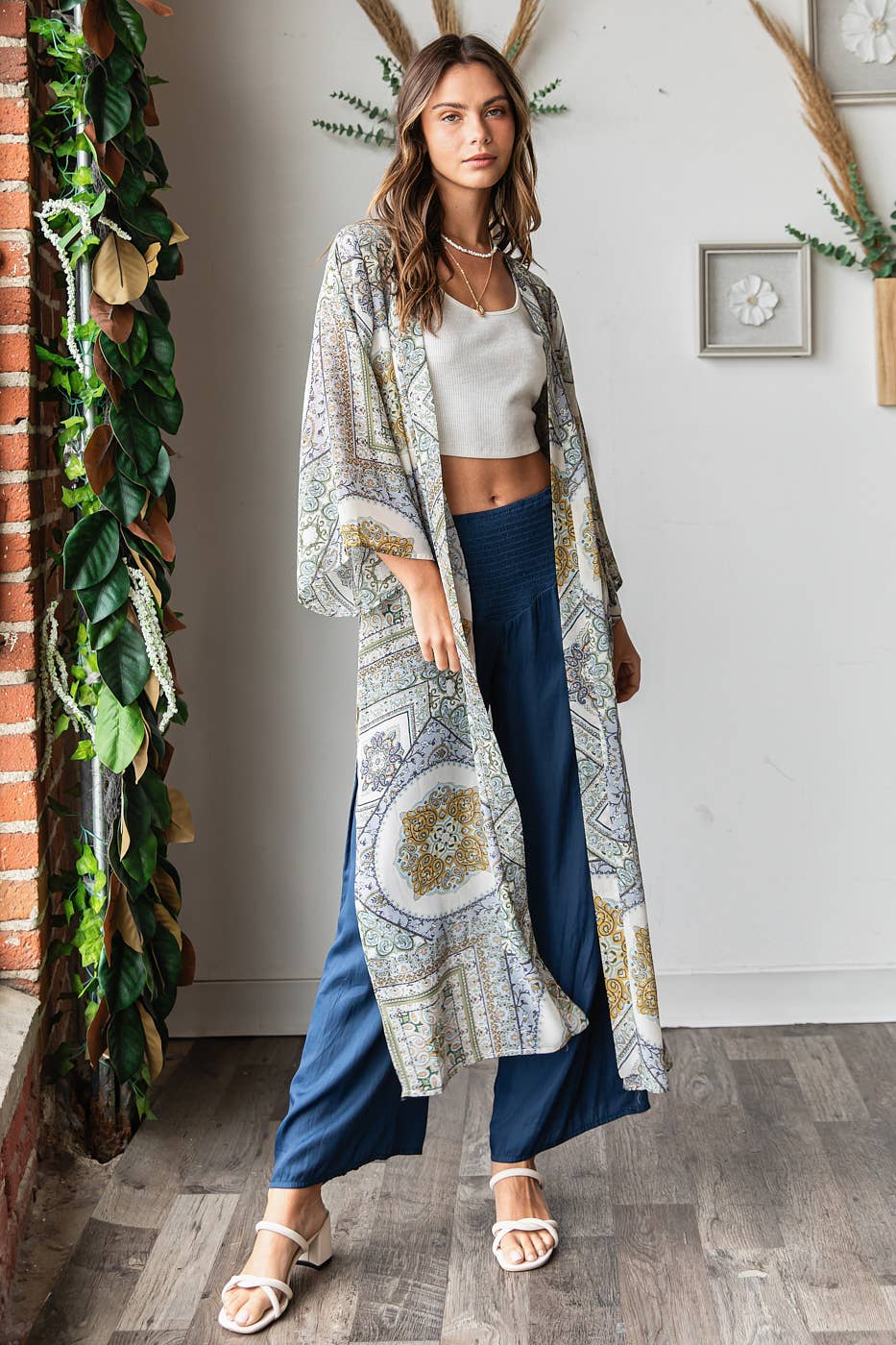 PAISLEY PRINT BELTED CHIFFON MIDI DUSTER