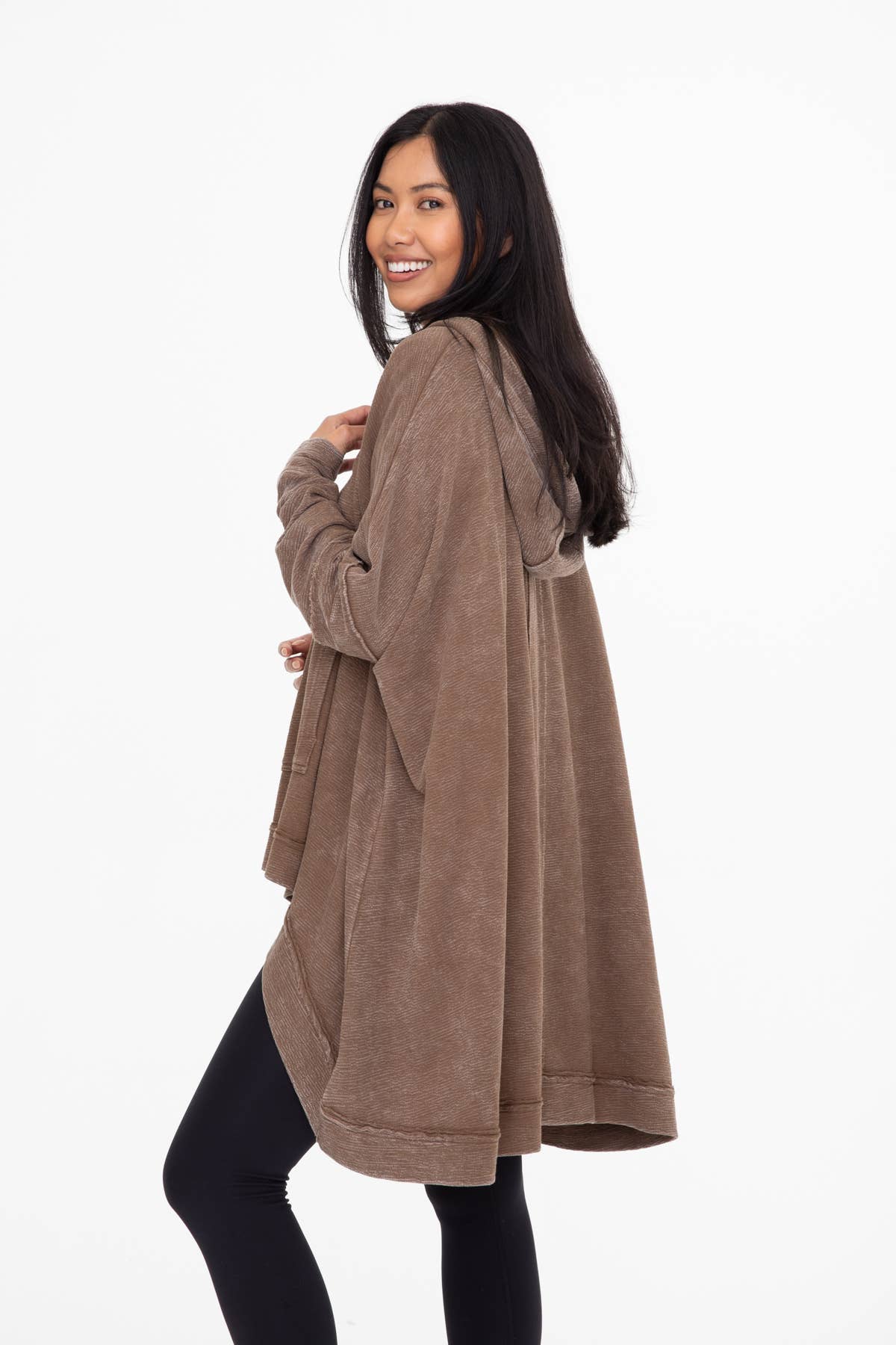 Oversized Cotton Poncho with Hood