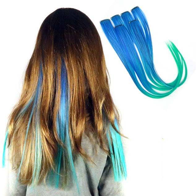 Neptune Teal Blue and Aqua Ombre Clip-in Hair Extension
