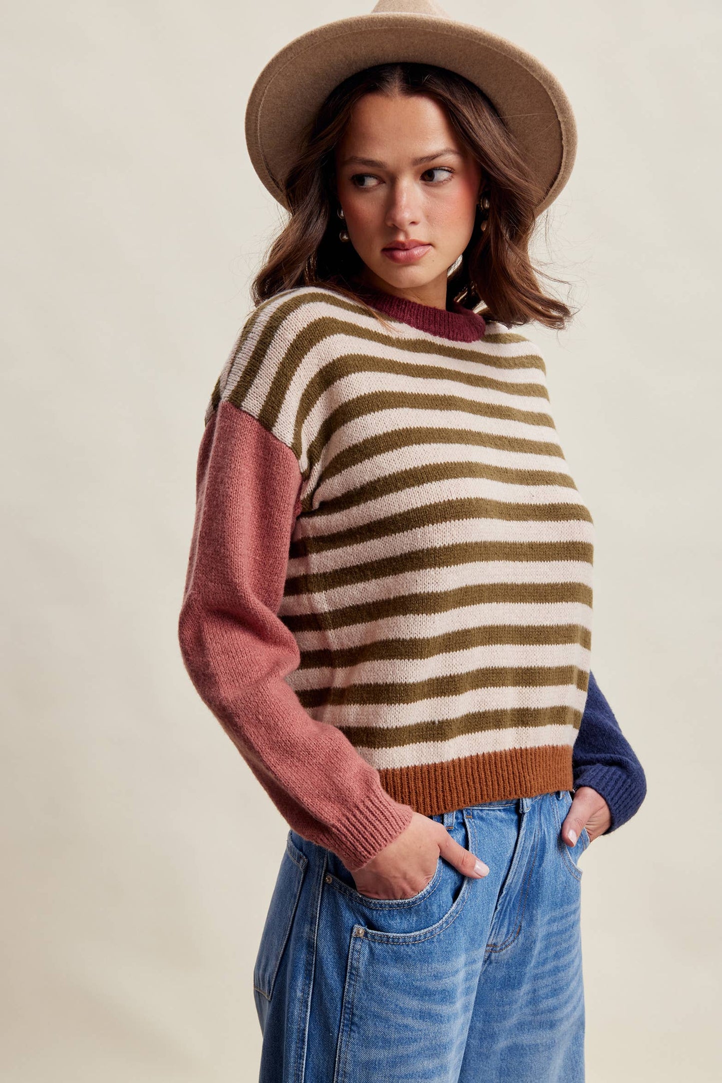 Colorblock Stripe Knit Sweater