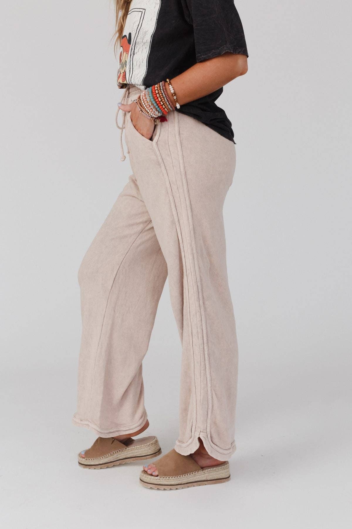 So Comfy Wide Leg Full Pant - New Taupe