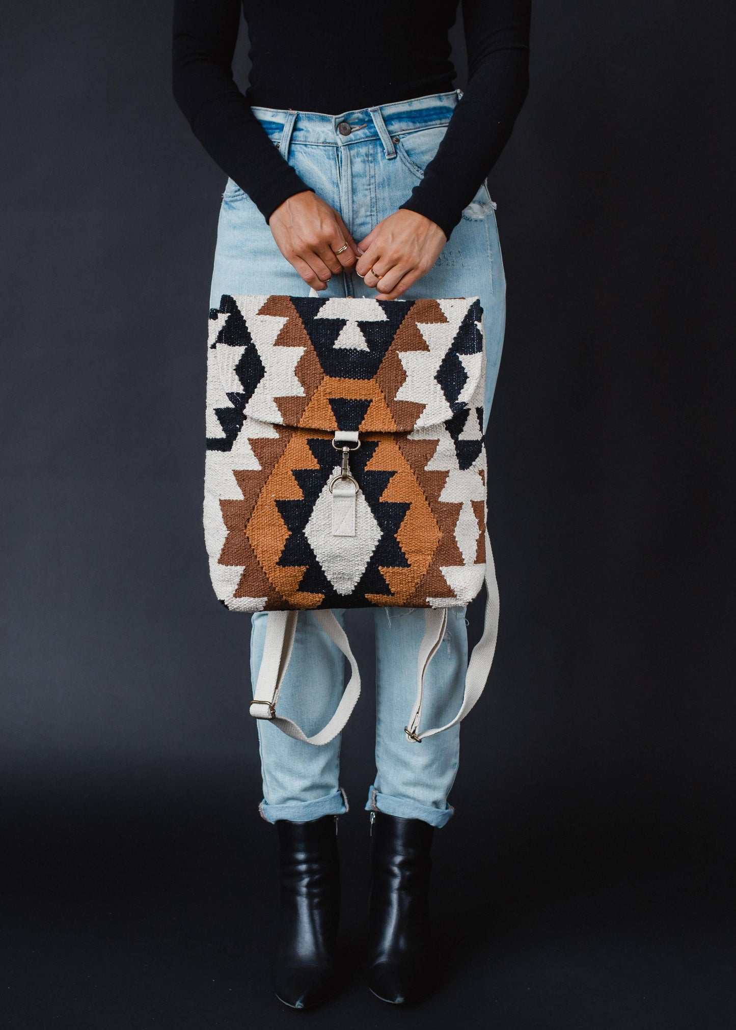 Cream, Black, Brown & Tan Aztec Backpack