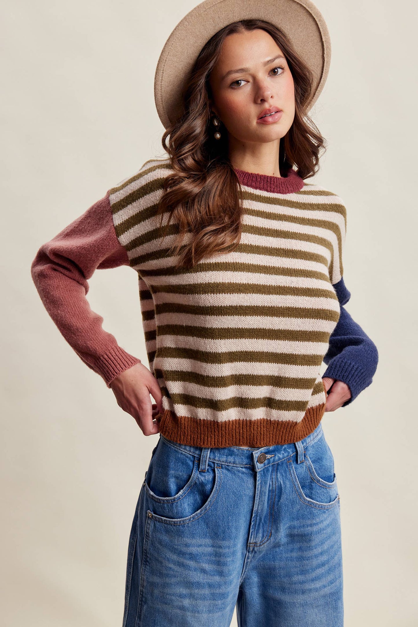 Colorblock Stripe Knit Sweater