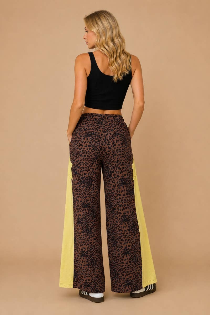 Shooting Star Leopard Wide-Leg Pants