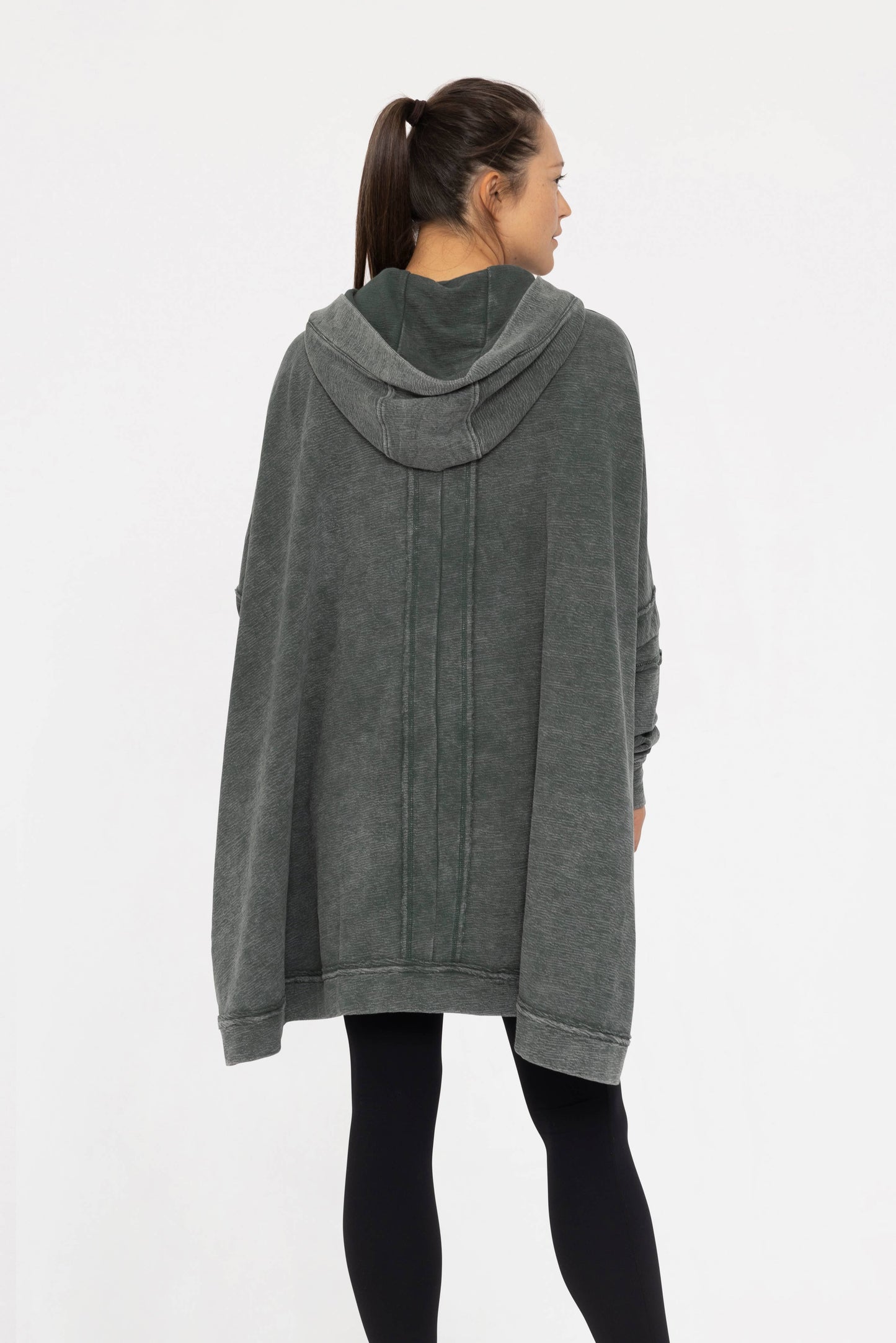 Oversized Cotton Poncho with Hood