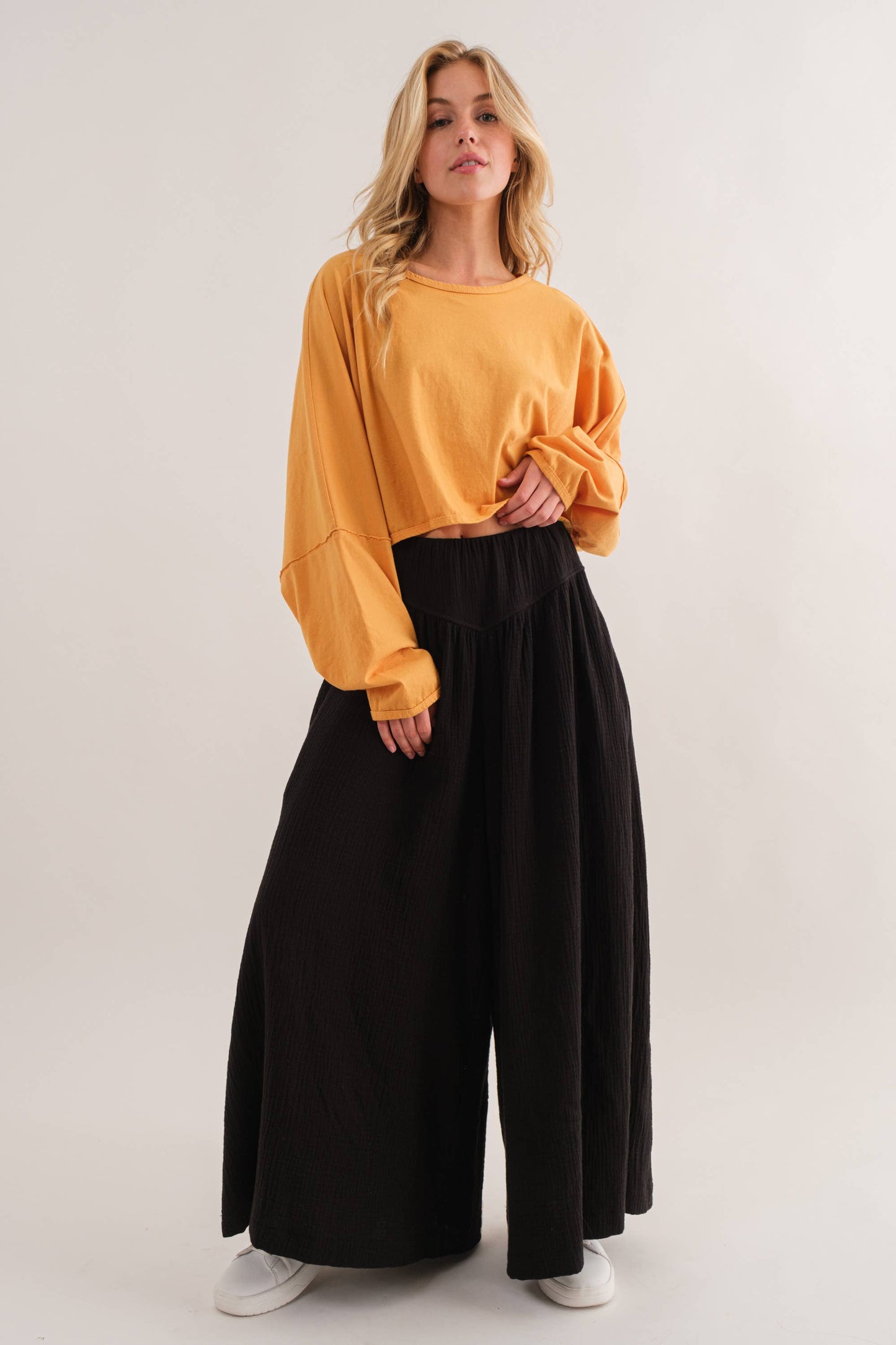 Washed Relaxed Fit Drop Shoulder Crop Top