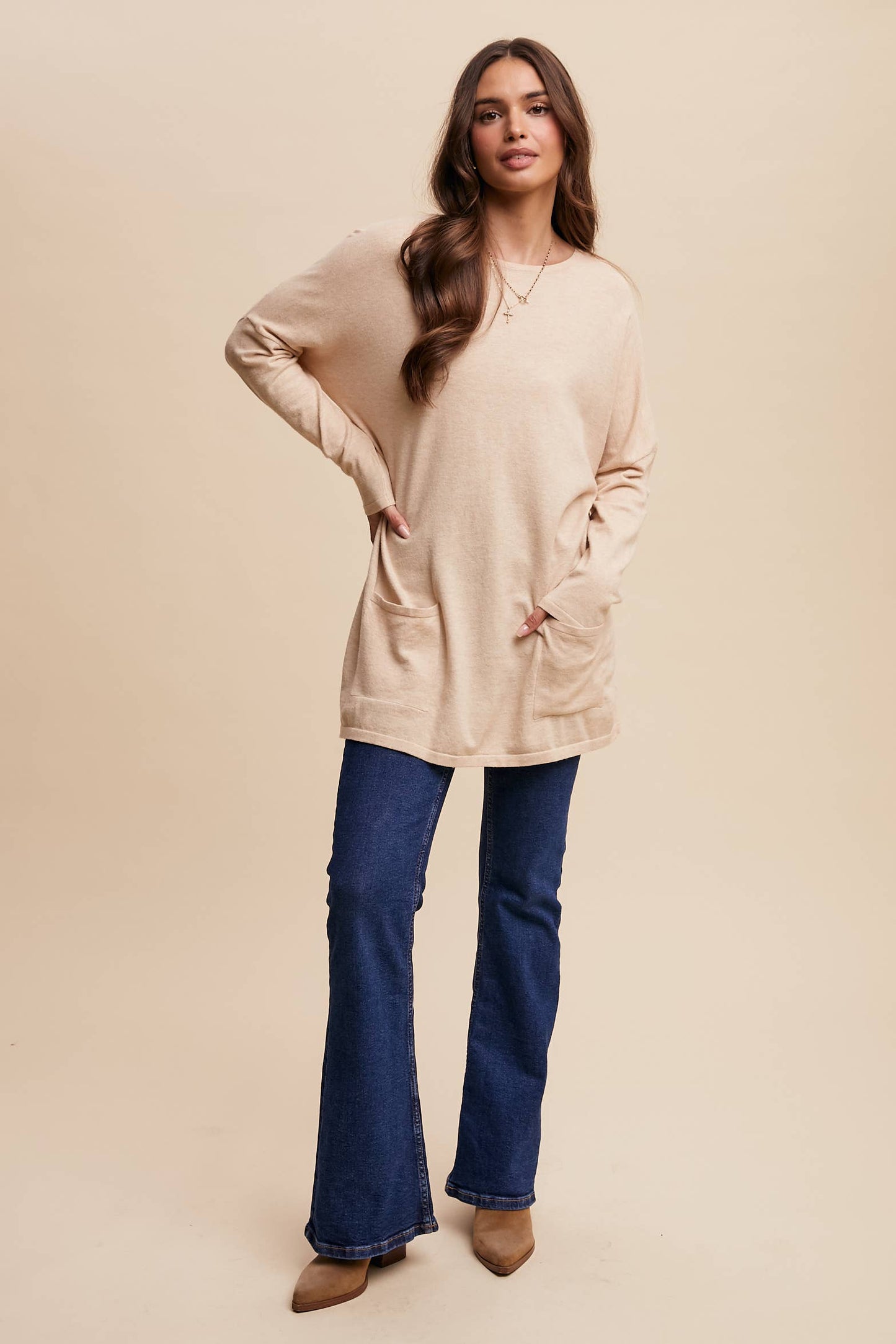Cozy Knit Pocket Tunic Dress