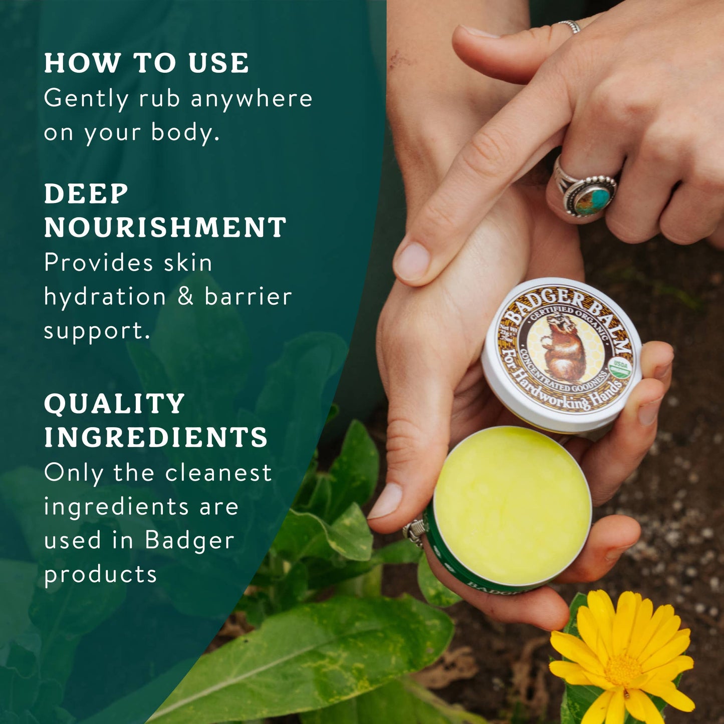 Hard Working Hands Balm, For Dry Cracked Hands - Badger 2oz