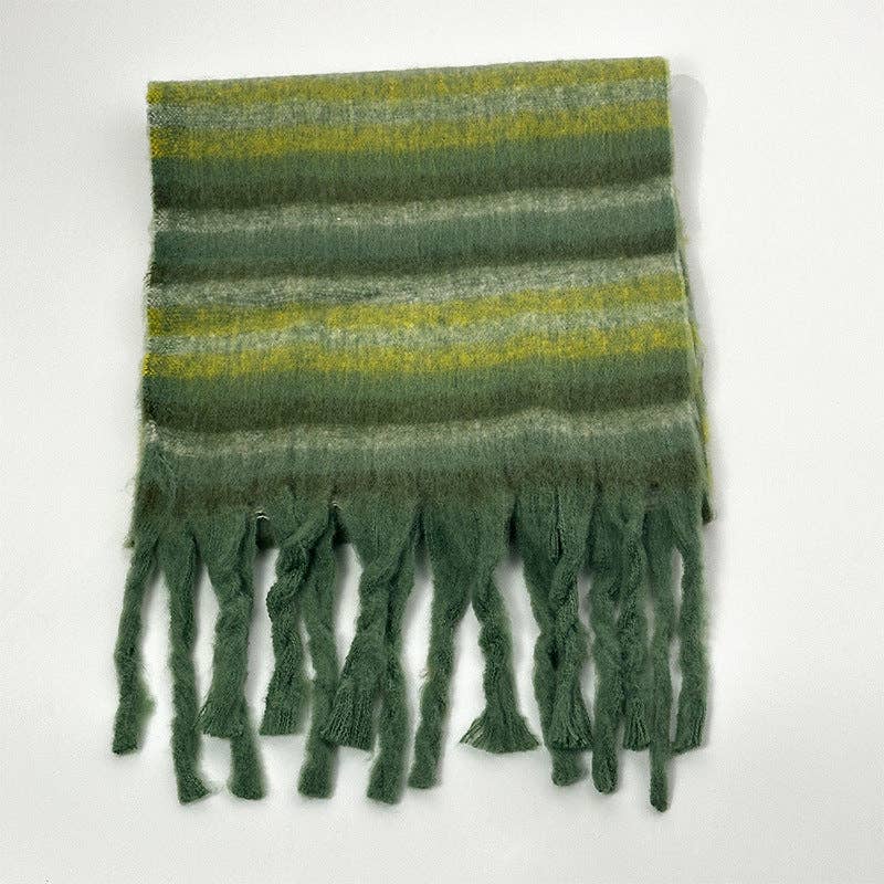 Elegant Striped Soft Thick Warm Tassel Scarf