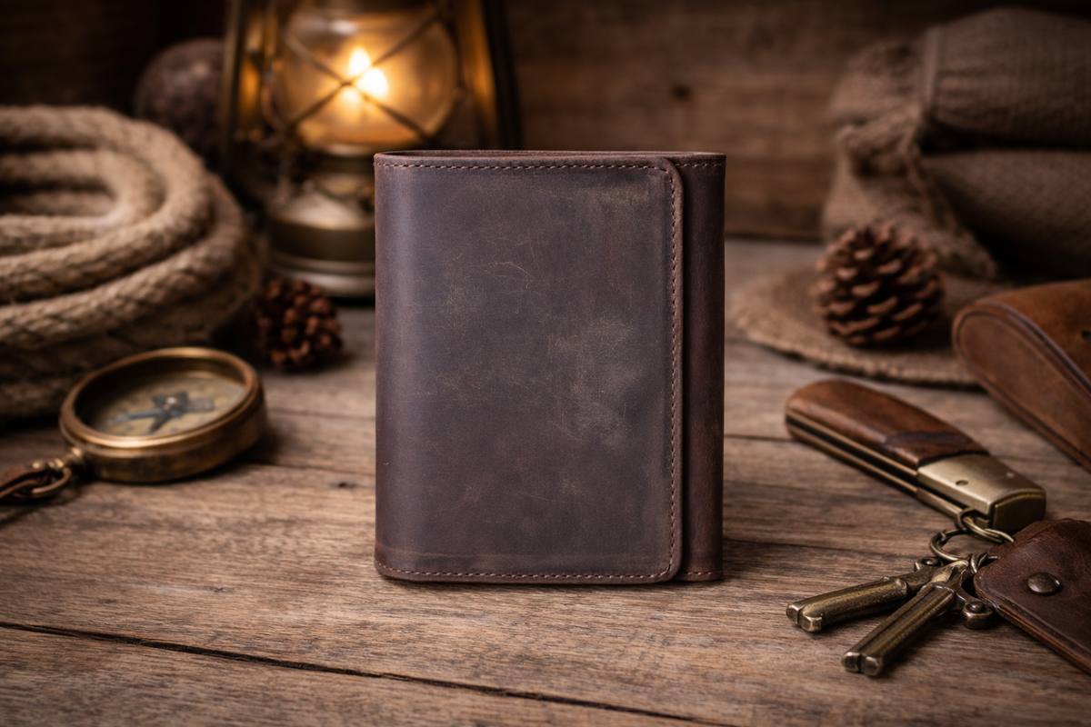 Leather Wallet for Men Handcrafted Distressed Trifold Wallet