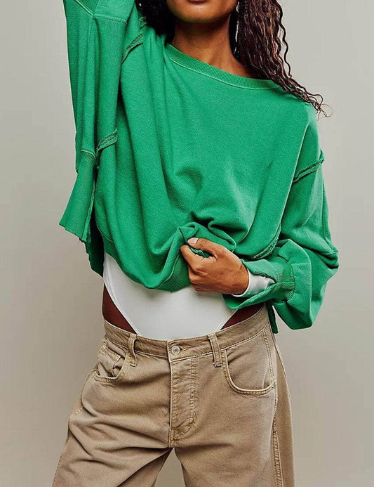 Solid Color Round Neck Split Hoodies